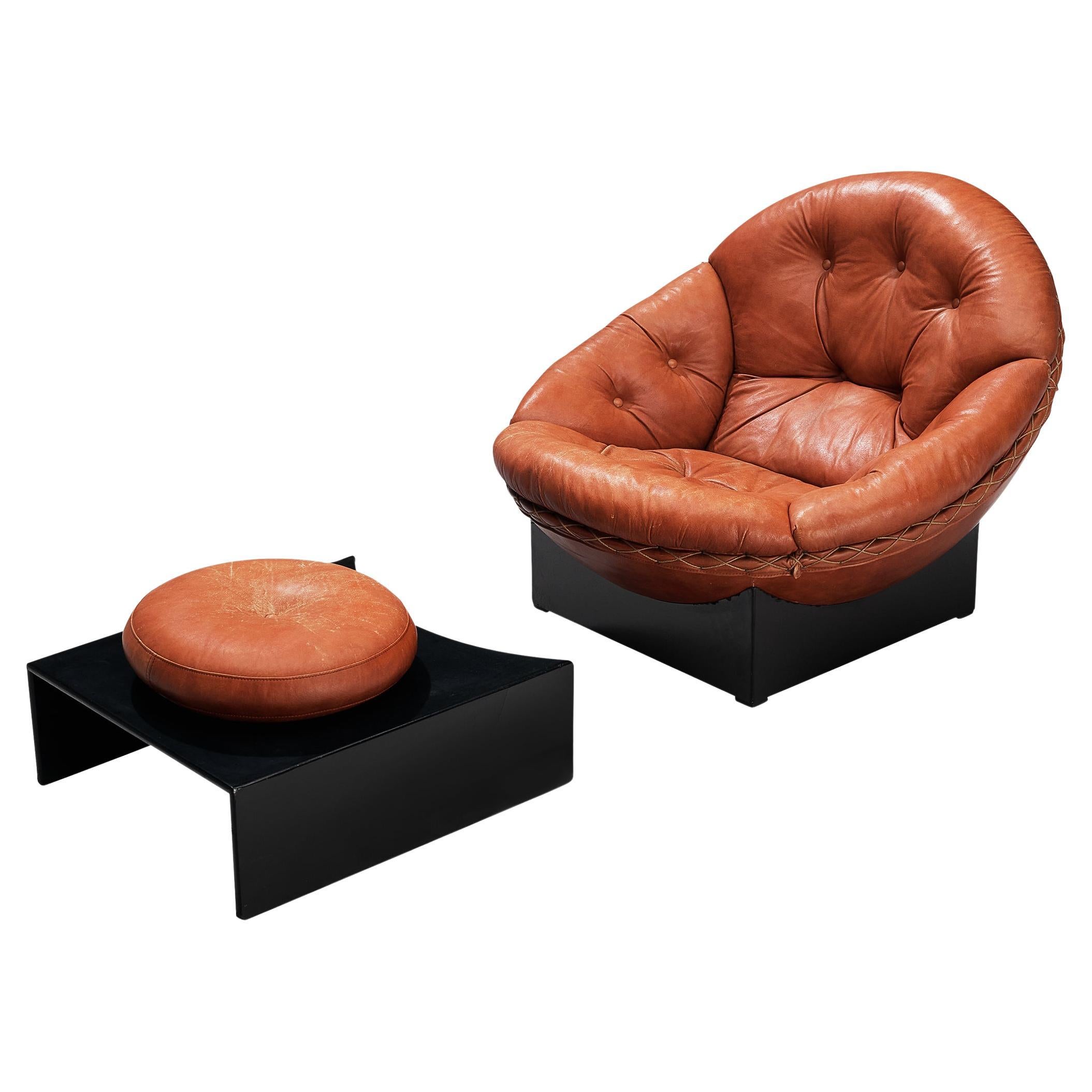 Illum Wikkelsø 'Apollo' Lounge Chair and Ottoman in Leather 