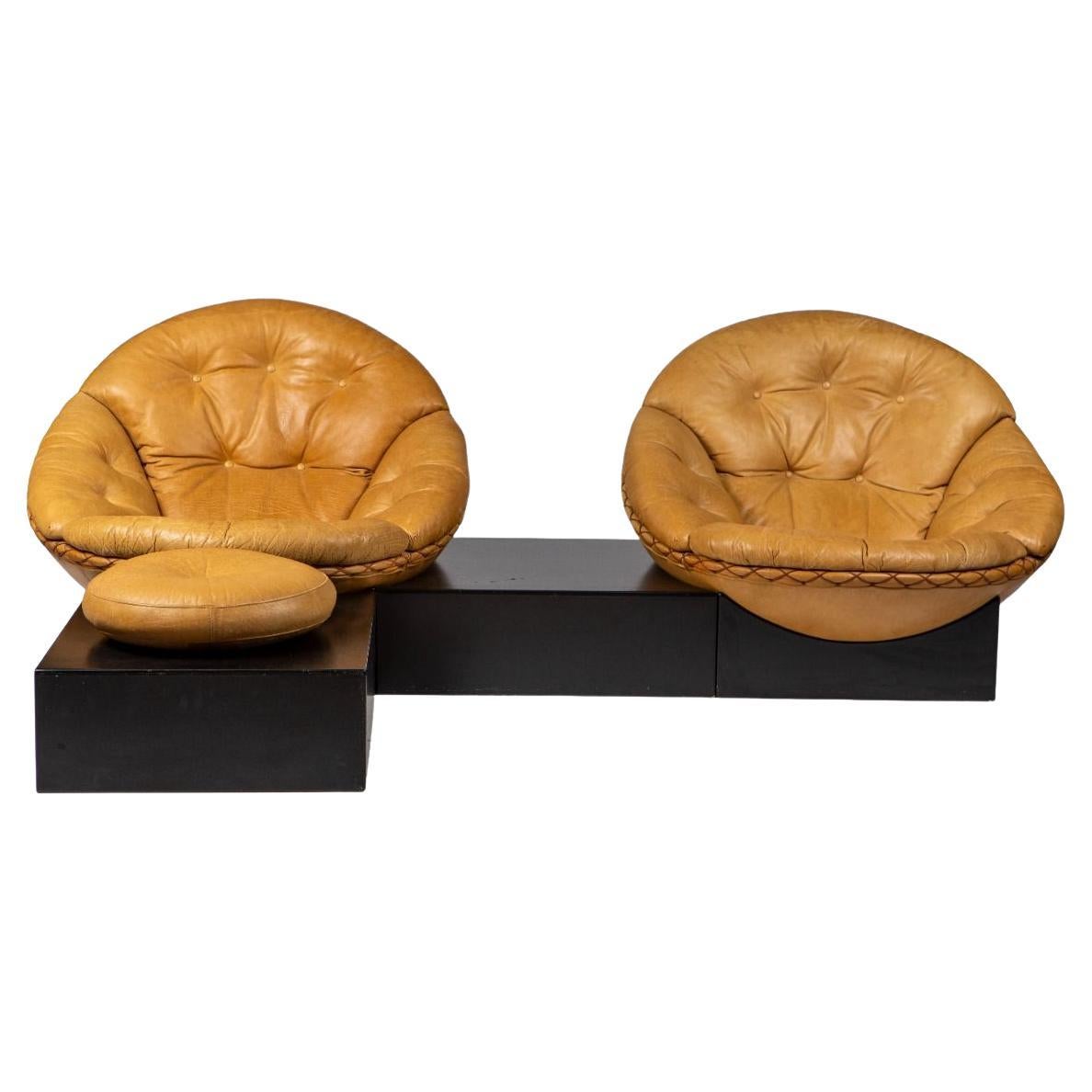 Illum Wikkelsø “Apollo” Modular Lounge Chairs with Ottoman en vente