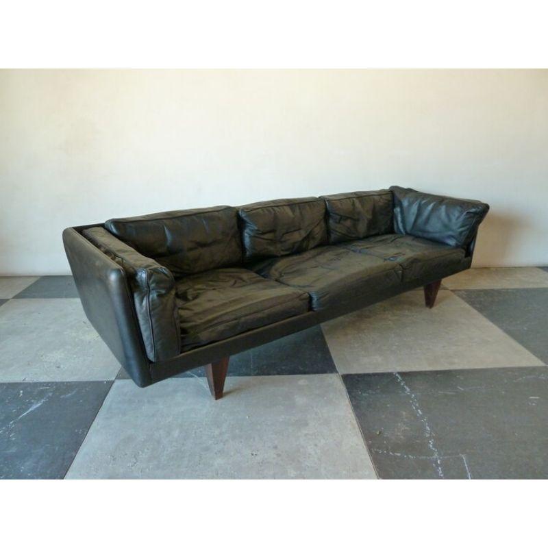 Danish Illum Wikkelsø Black and Rosewood Three-Seater Sofa For Sale