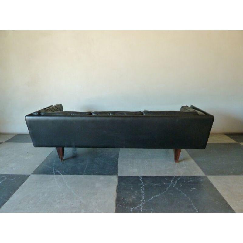 Patinated Illum Wikkelsø Black and Rosewood Three-Seater Sofa For Sale