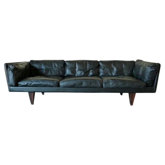 Illum Wikkelsø Black and Rosewood Three-Seater Sofa For Sale