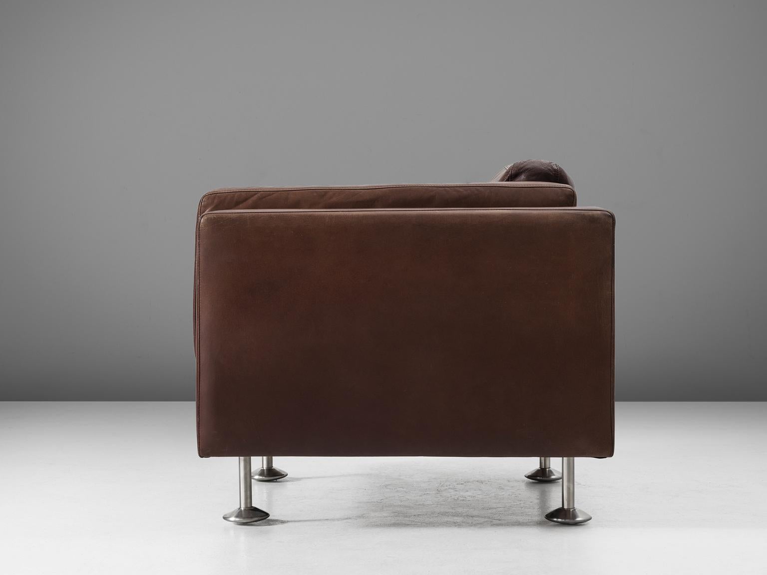 Mid-Century Modern Illum Wikkelsø Brown Leather Club Chair