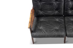 Illum Wikkelsø "Capella" Loveseat in Rosewood + Black Leather