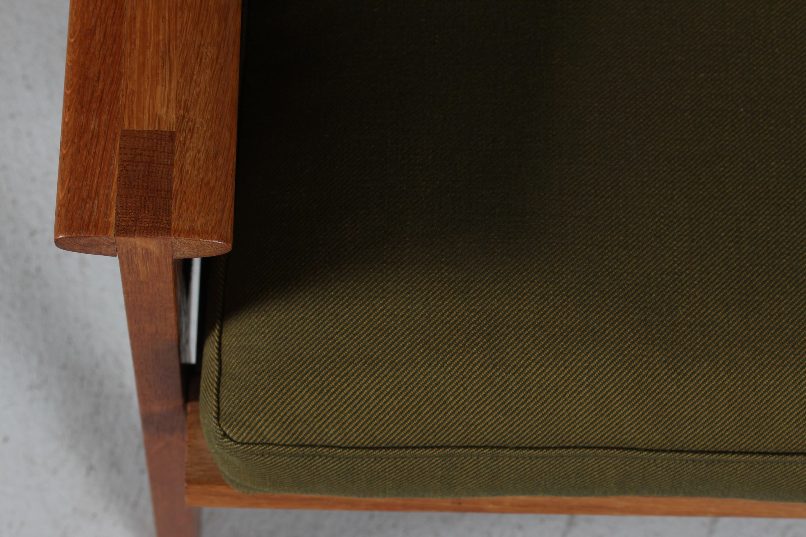 Fabric Illum Wikkelsø Capella Sofa of Oak + Green Cushions Niels Eilersen Denmark 1960s For Sale