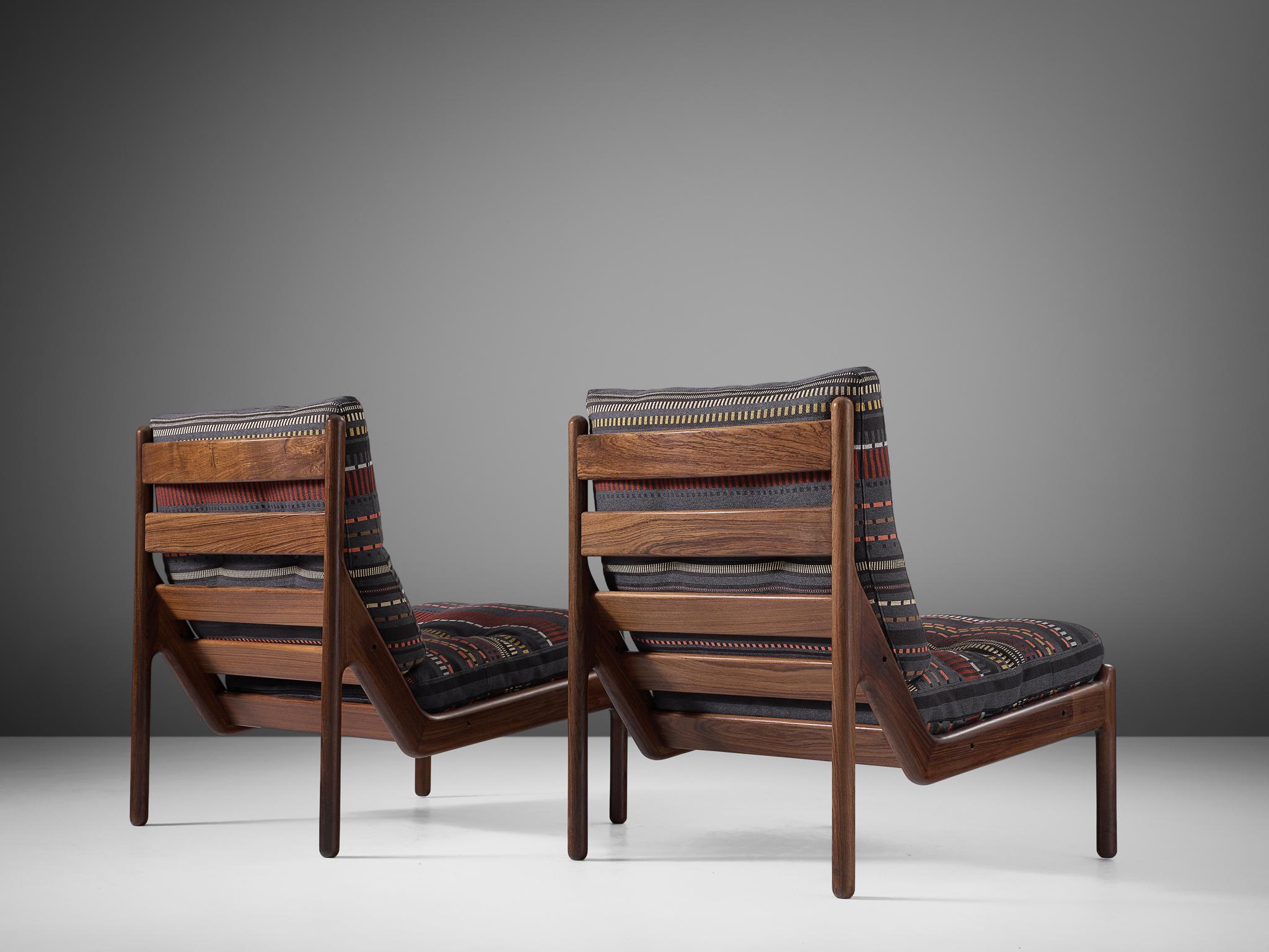 Scandinavian Modern Illum Wikkelsø Chairs Reupholstered with Paul Smith Fabric