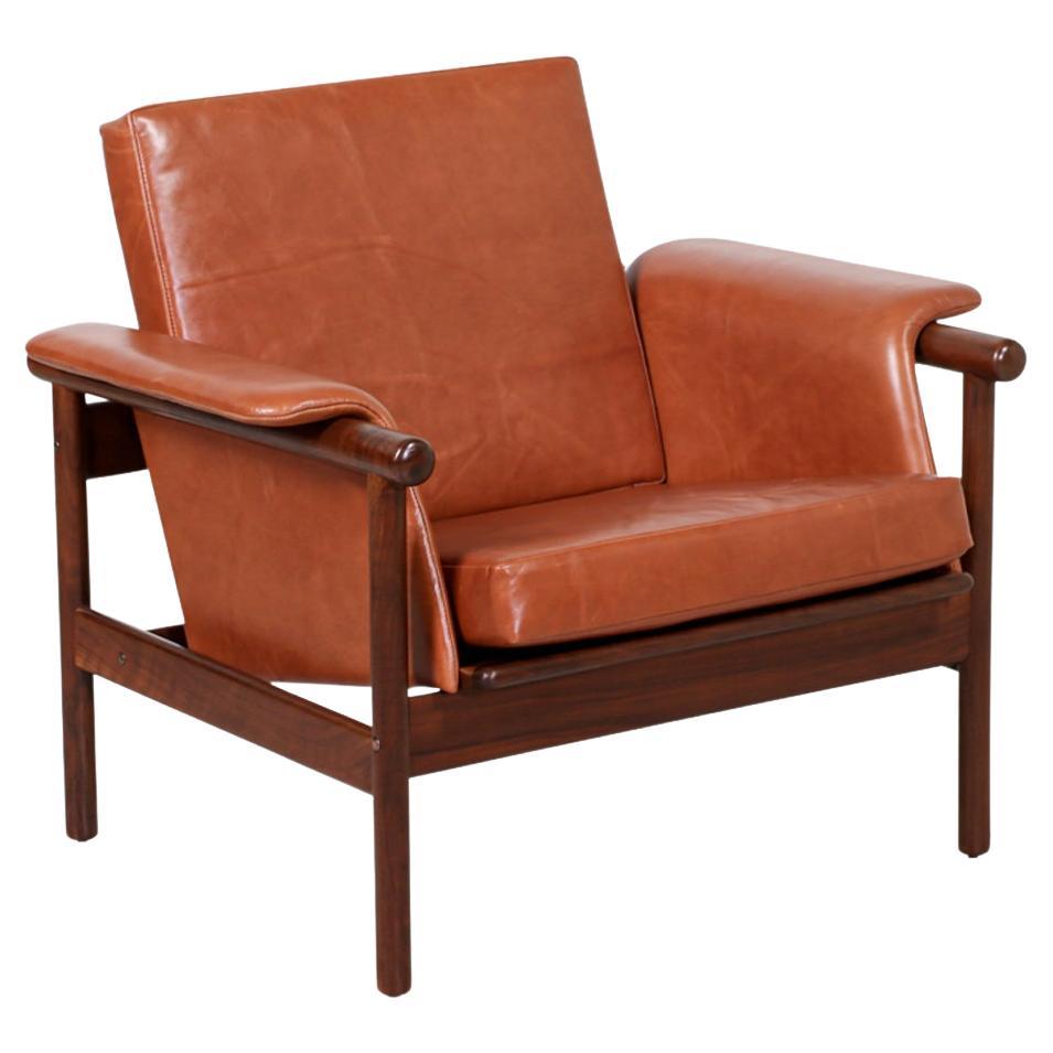Illum Wikkelsø Cognac Leather Lounge Chair for Koefoed's Møbelfabrik
