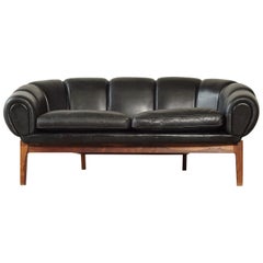 Illum Wikkelsø Croissant Sofa Produced by Holger Christiansen, Denmark, 1950s