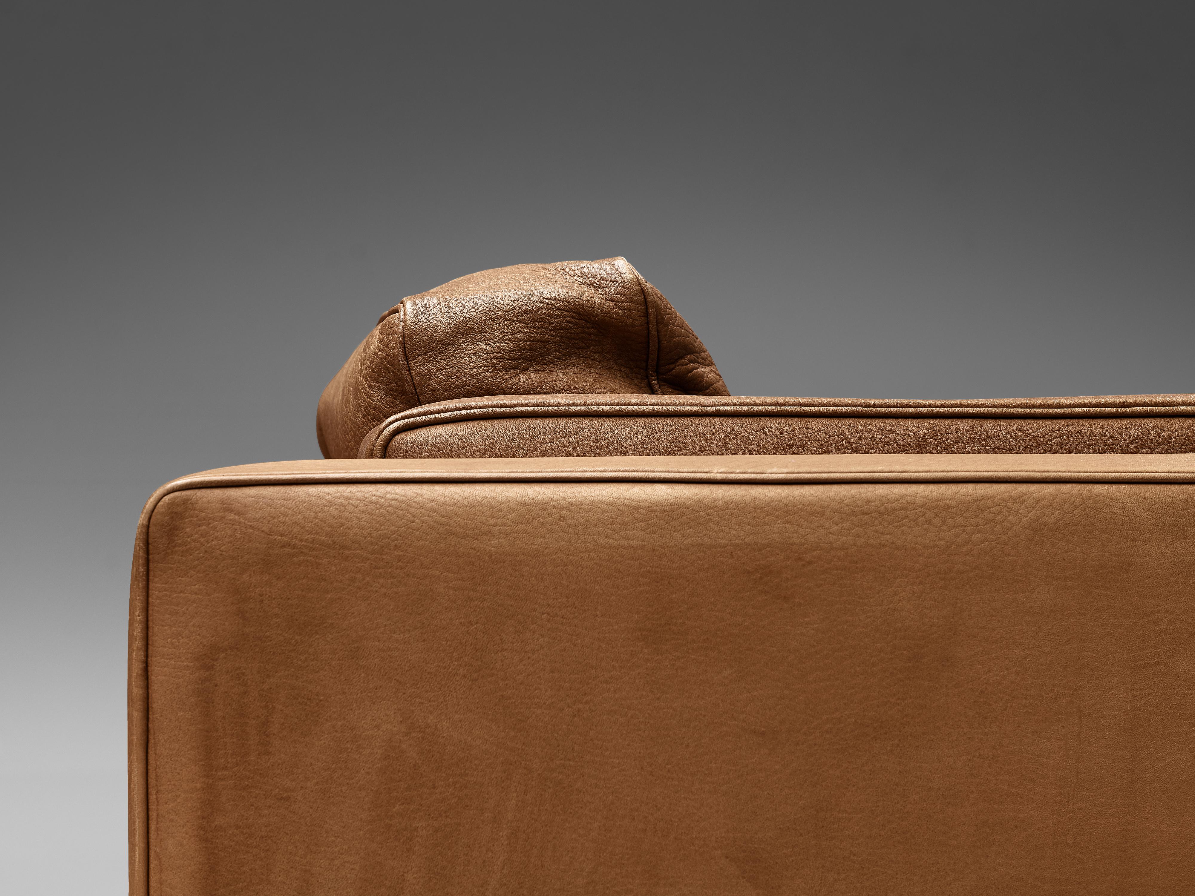 Danish Illum Wikkelsø Cubic Lounge Chair in Cognac Leather