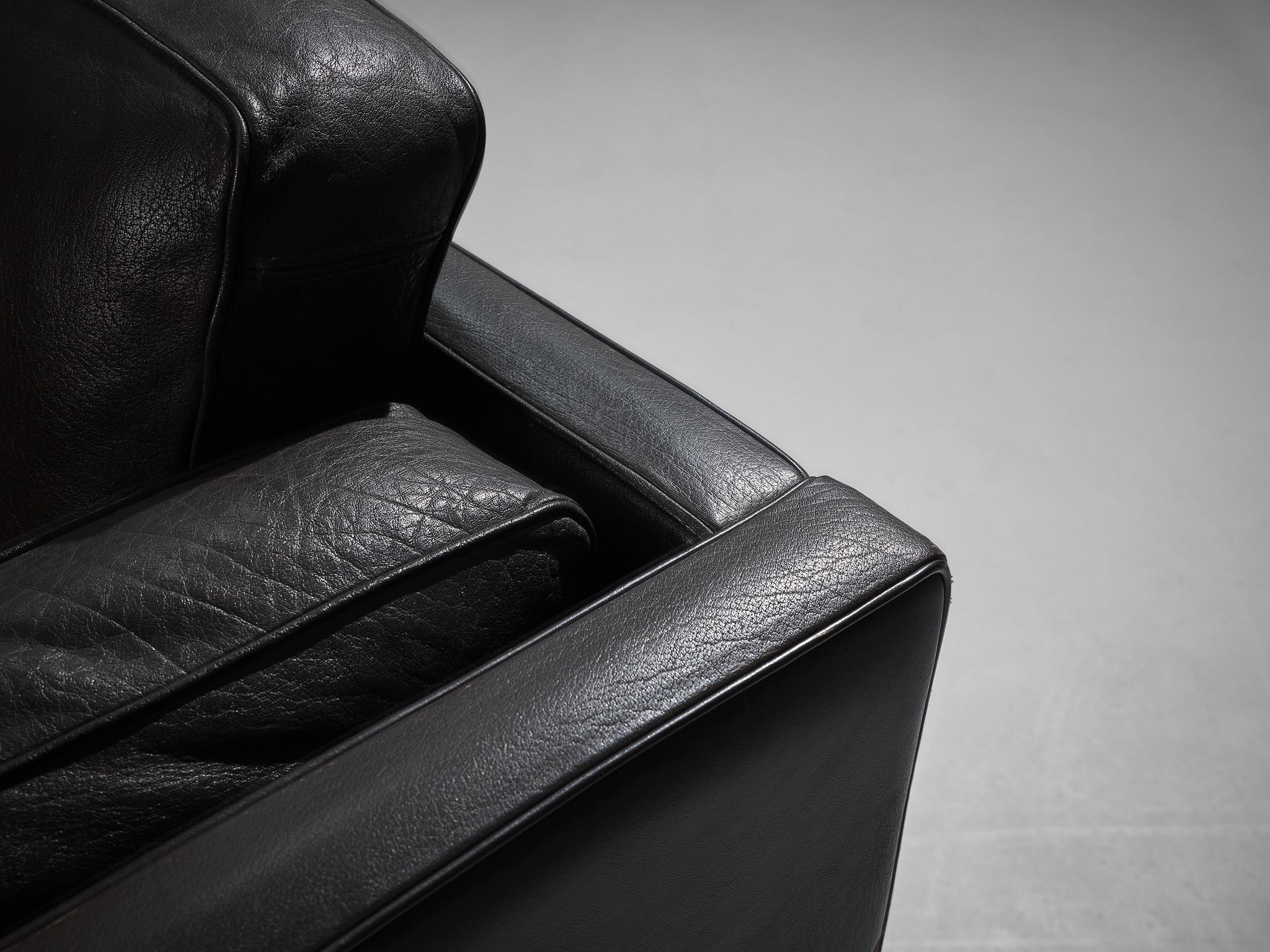 Illum Wikkelsø Cubic Sofa in Black Leather  For Sale 3