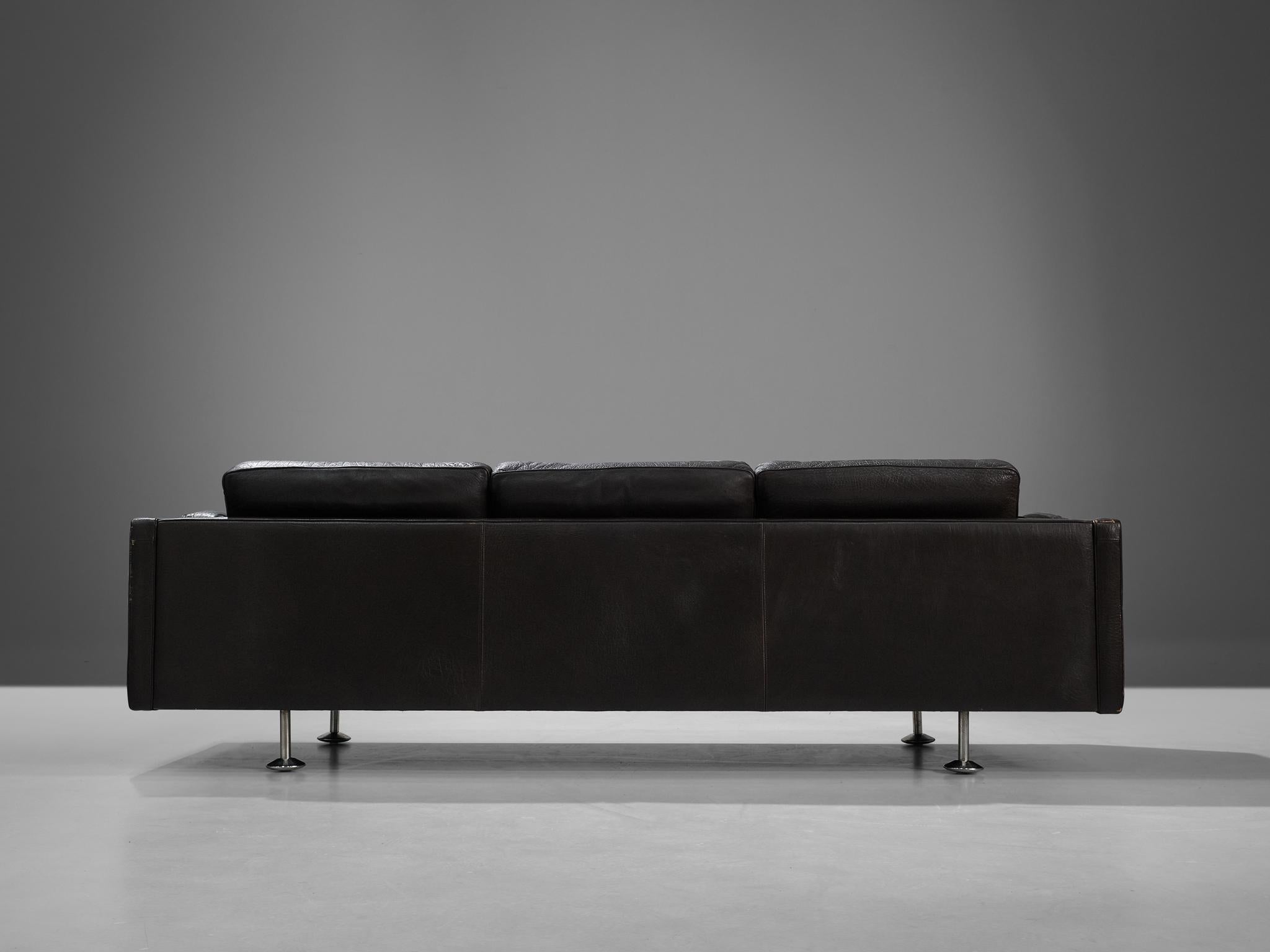 Mid-Century Modern Illum Wikkelsø Cubic Sofa in Black Leather  For Sale