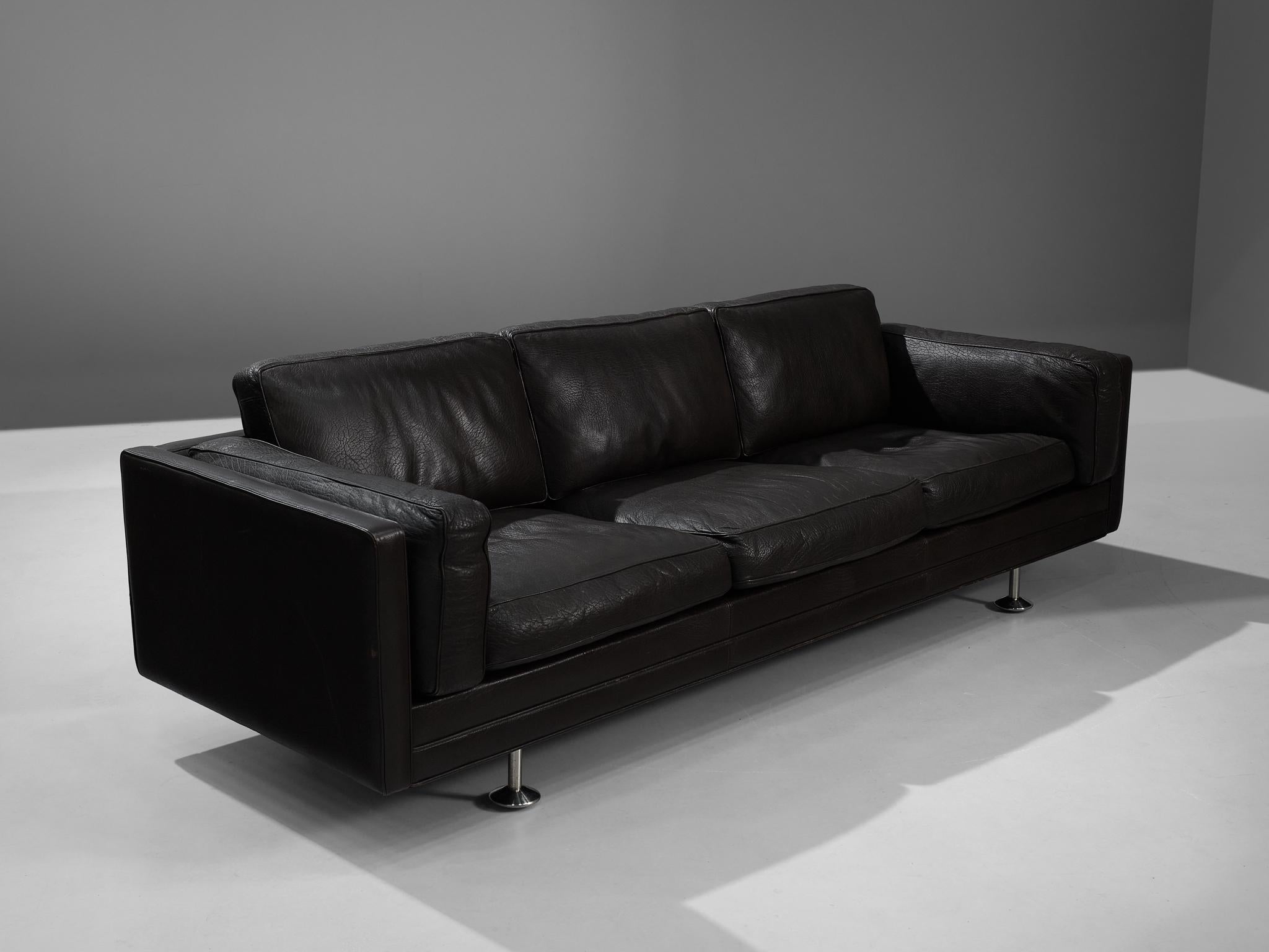 Illum Wikkelsø Cubic Sofa in Black Leather  In Good Condition For Sale In Waalwijk, NL