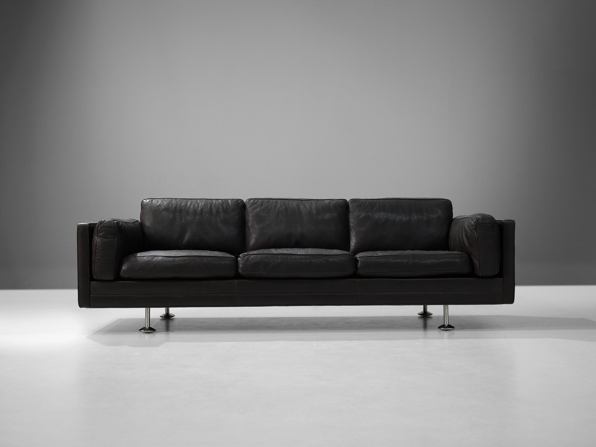 Illum Wikkelsø Cubic Sofa in Black Leather  For Sale 1