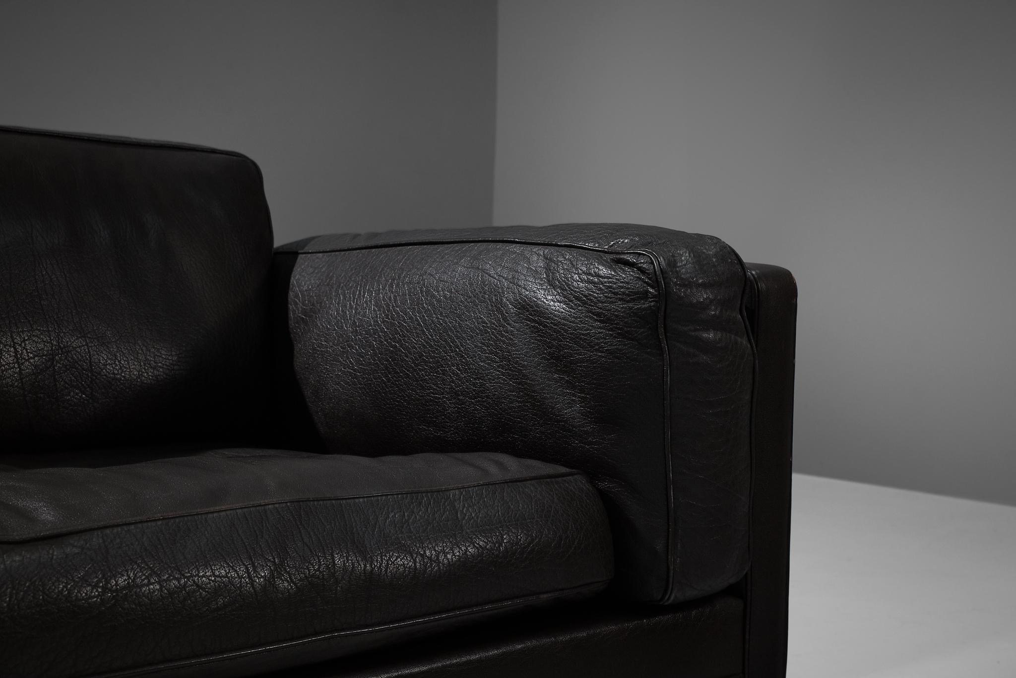 Illum Wikkelsø Cubic Sofa in Black Leather  For Sale 2