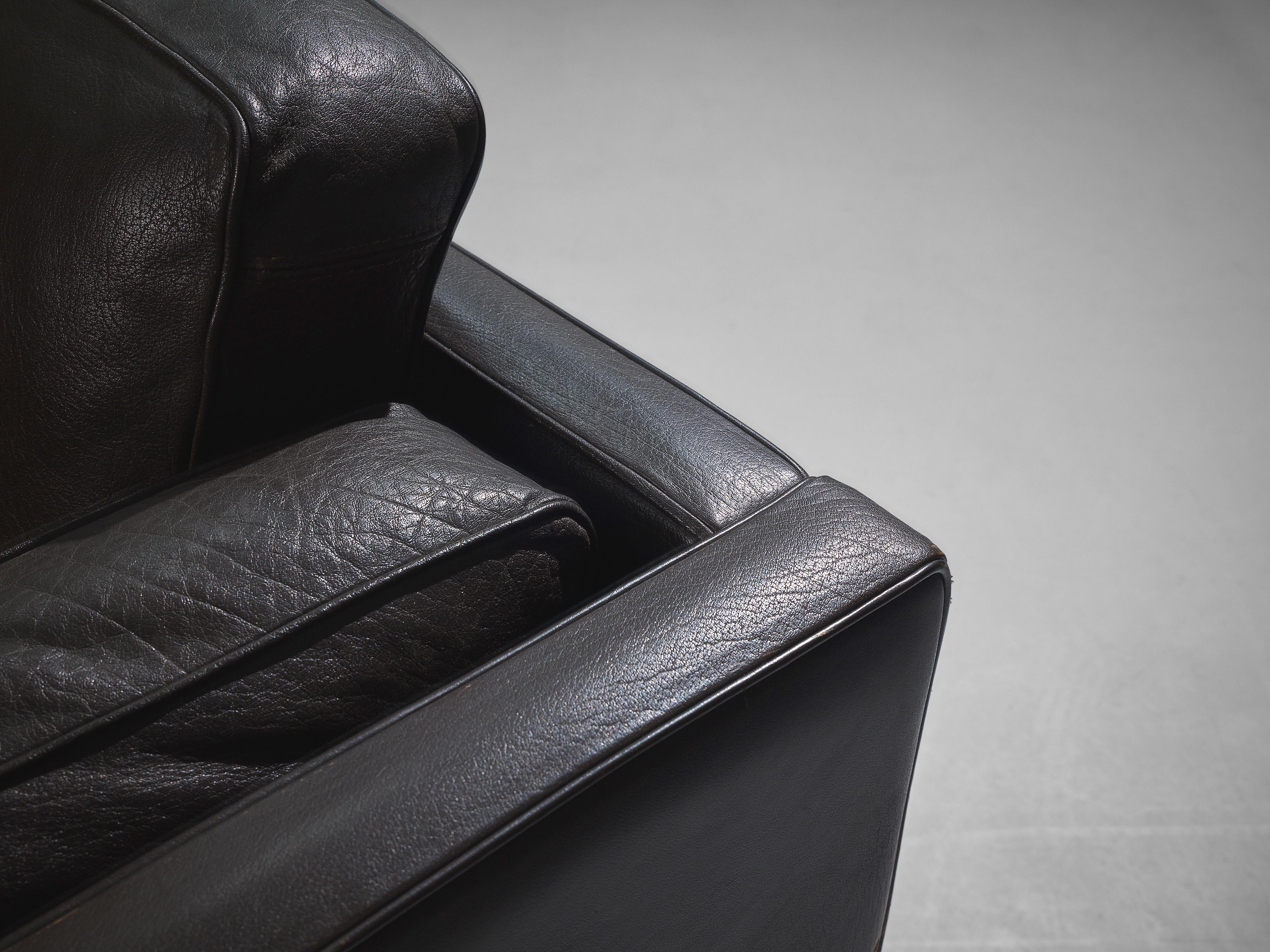 Mid-20th Century Illum Wikkelsø Cubic Sofa in Black Leather