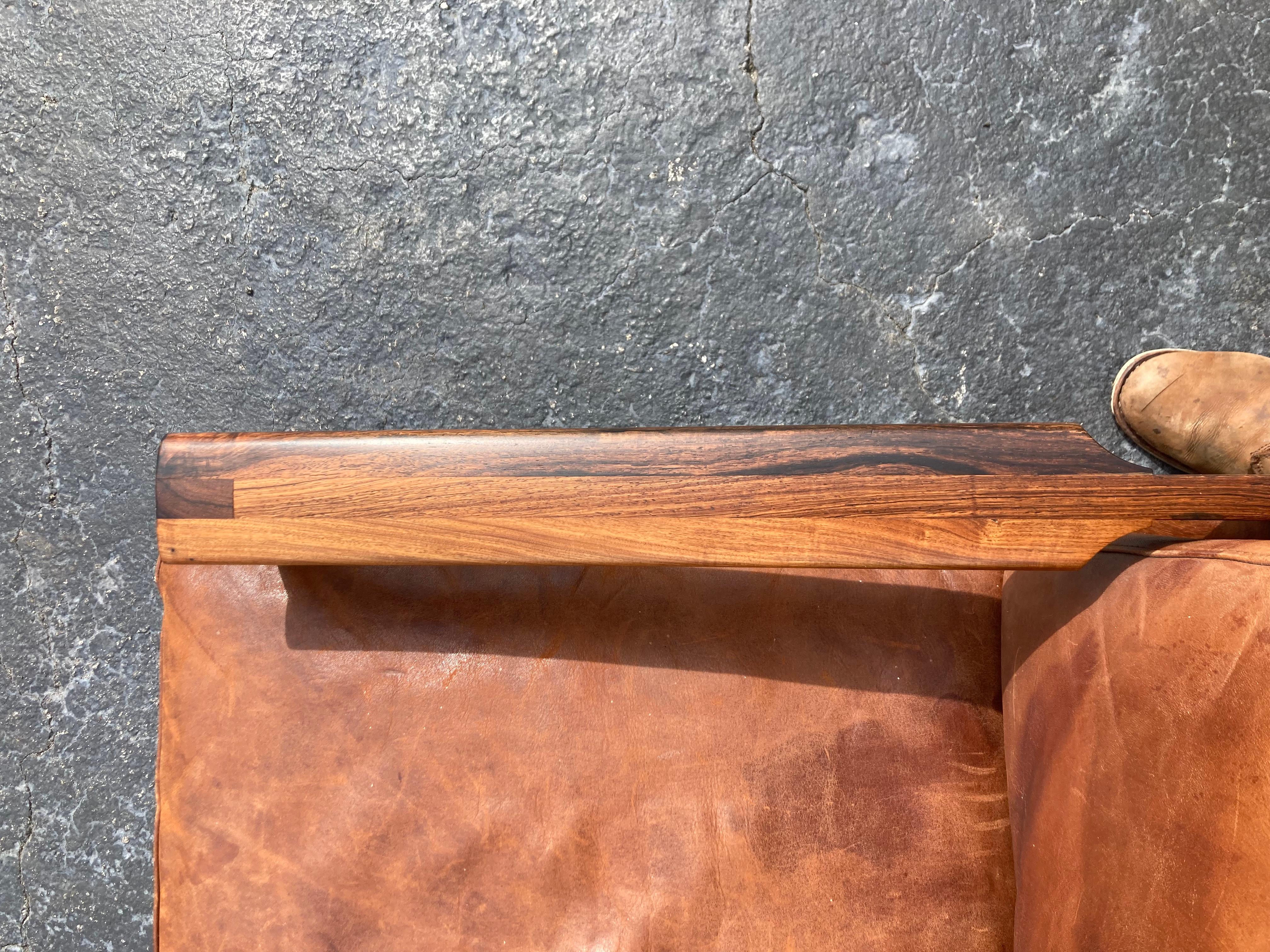 Illum Wikkelsø Danish Modern Leather 'Capella' Sofa Cognac Leather Rosewood For Sale 5
