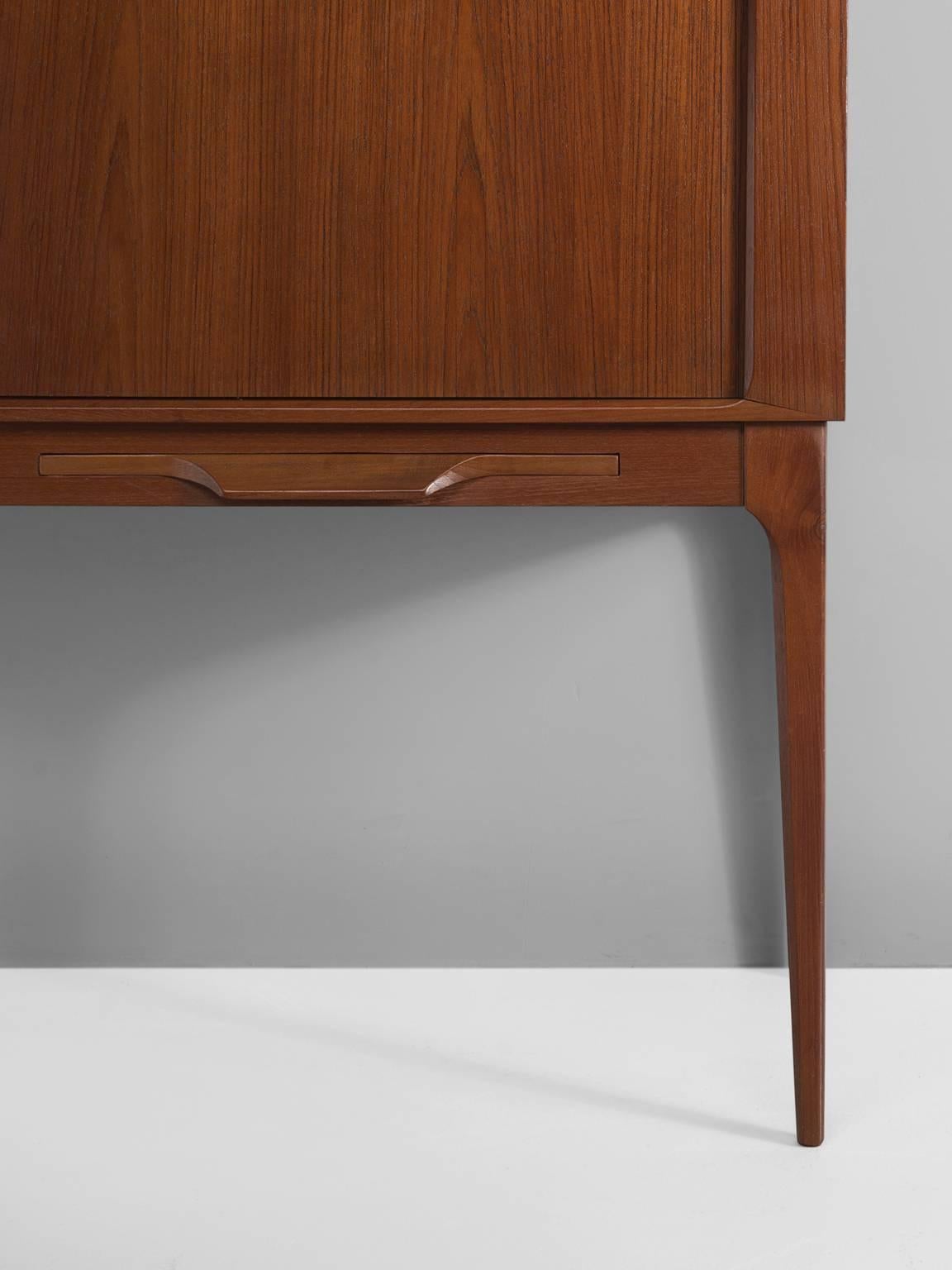 Brass Illum Wikkelsø Danish Teak Bar Cabinet