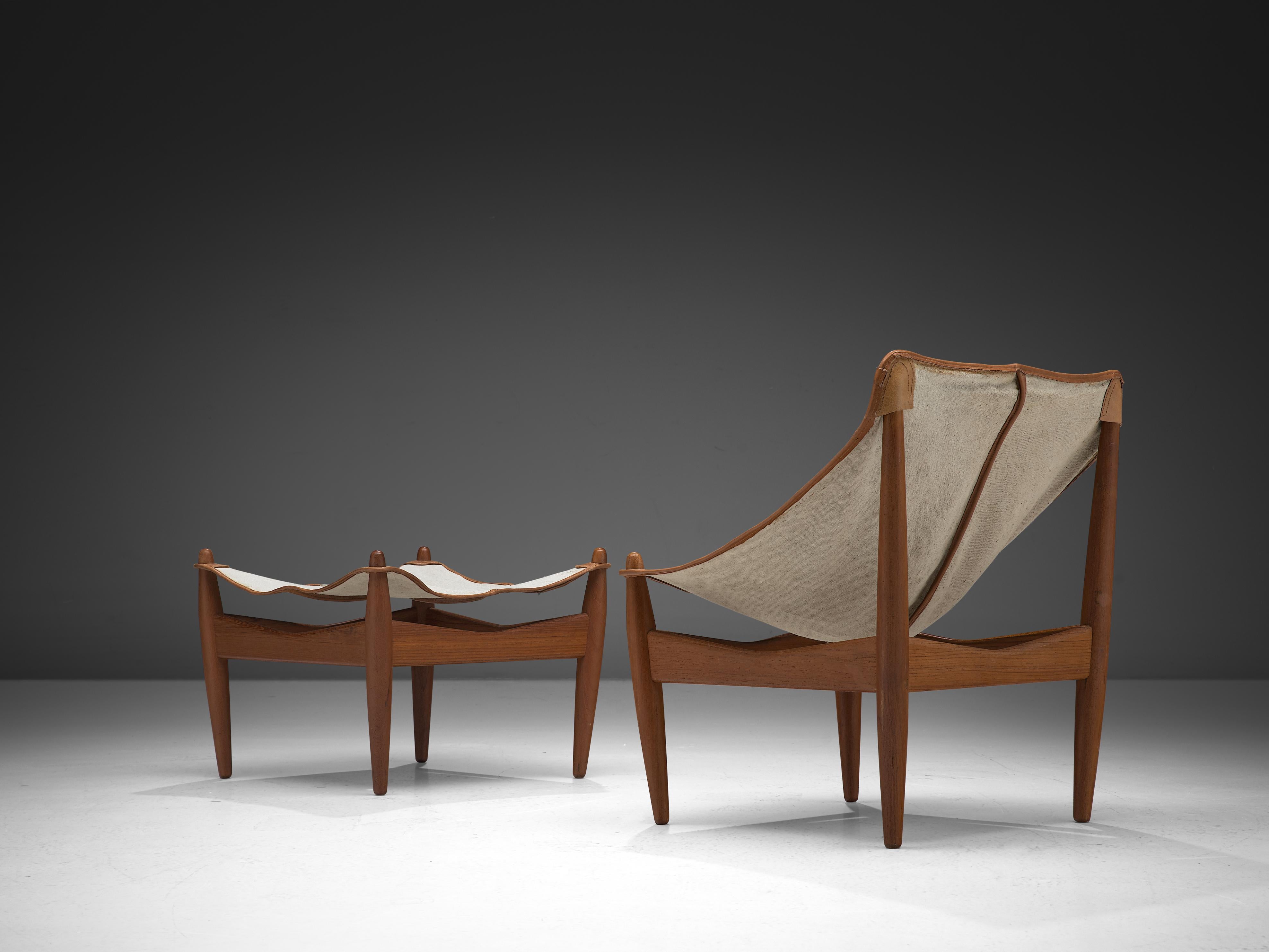 Sillón y otomana Illum Wikkelsø con asiento de lona Escandinavo moderno en venta