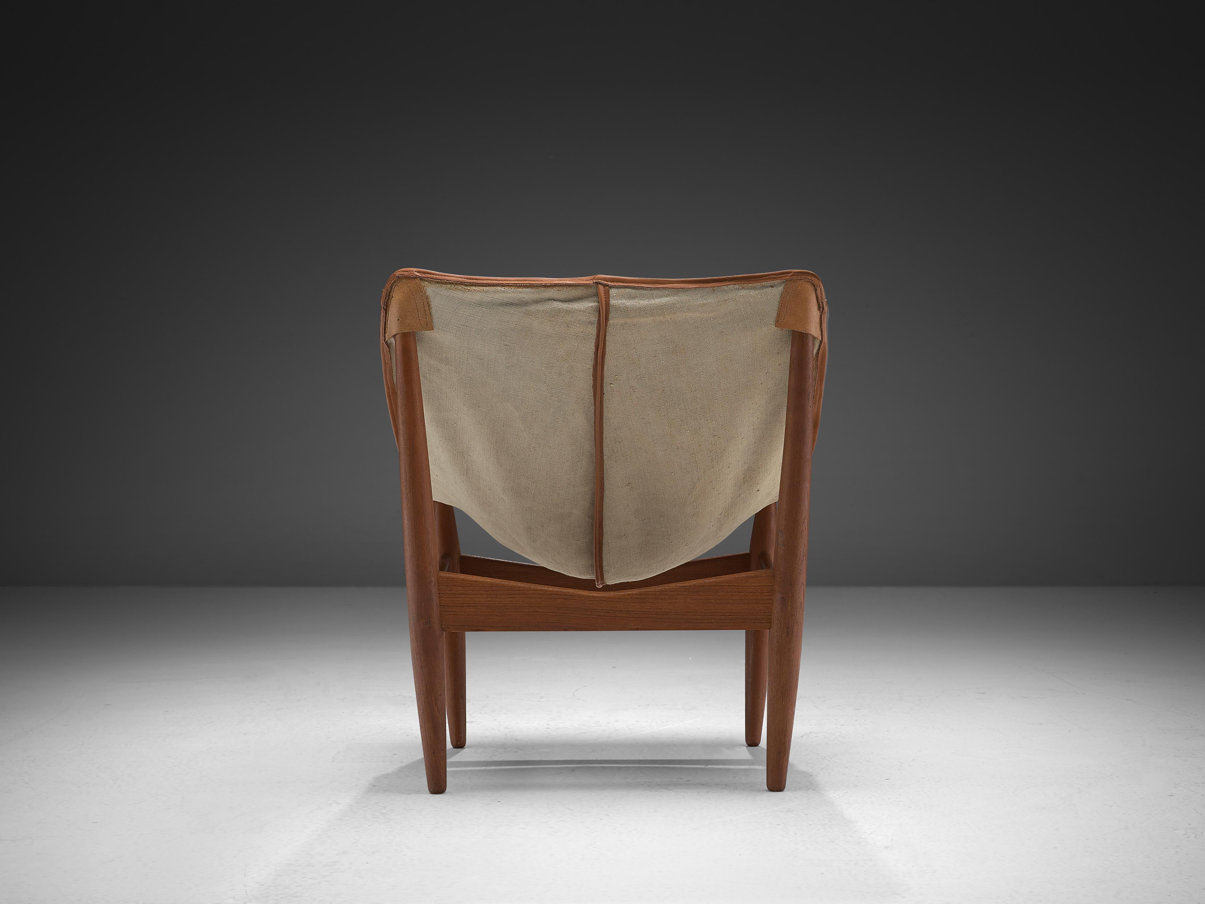 Sillón y otomana Illum Wikkelsø con asiento de lona en Bueno estado para la venta en Waalwijk, NL