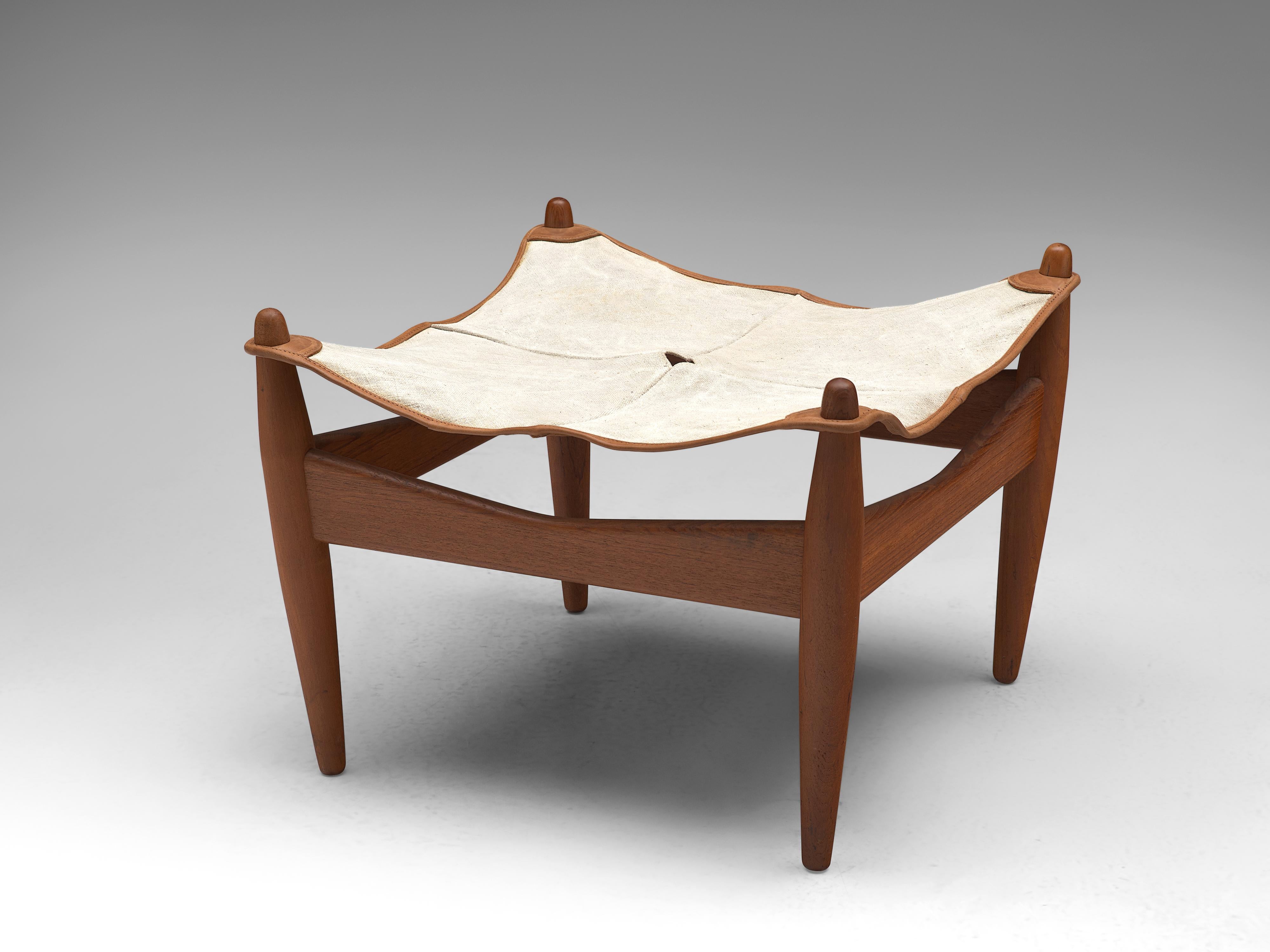 Sillón y otomana Illum Wikkelsø con asiento de lona mediados del siglo XX en venta