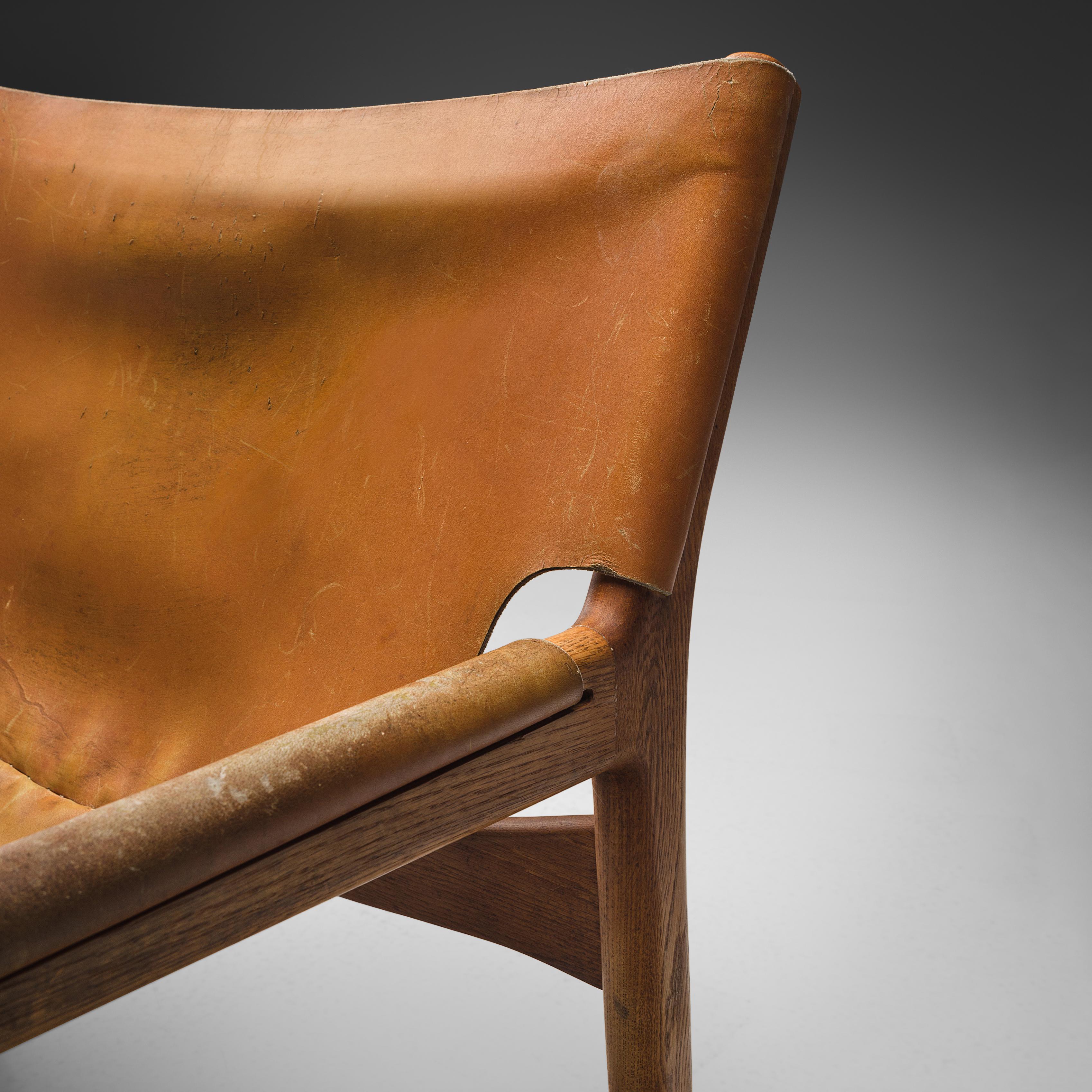 Illum Wikkelsø Easy Chair in Oak and Leather In Good Condition In Waalwijk, NL