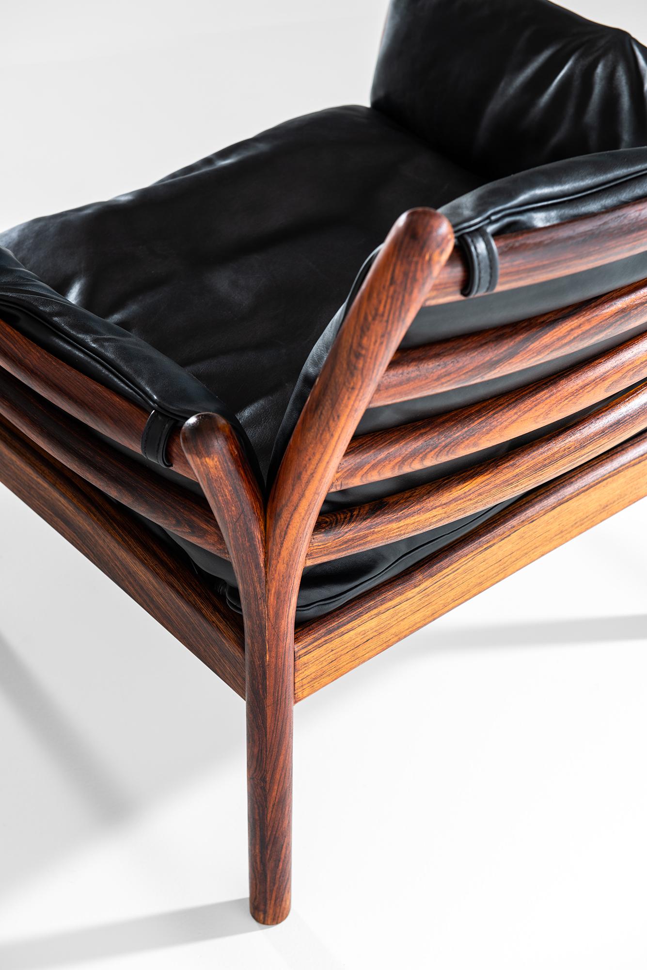 Leather Illum Wikkelsø Easy Chairs Model Genius by CFC Silkeborg in Denmark