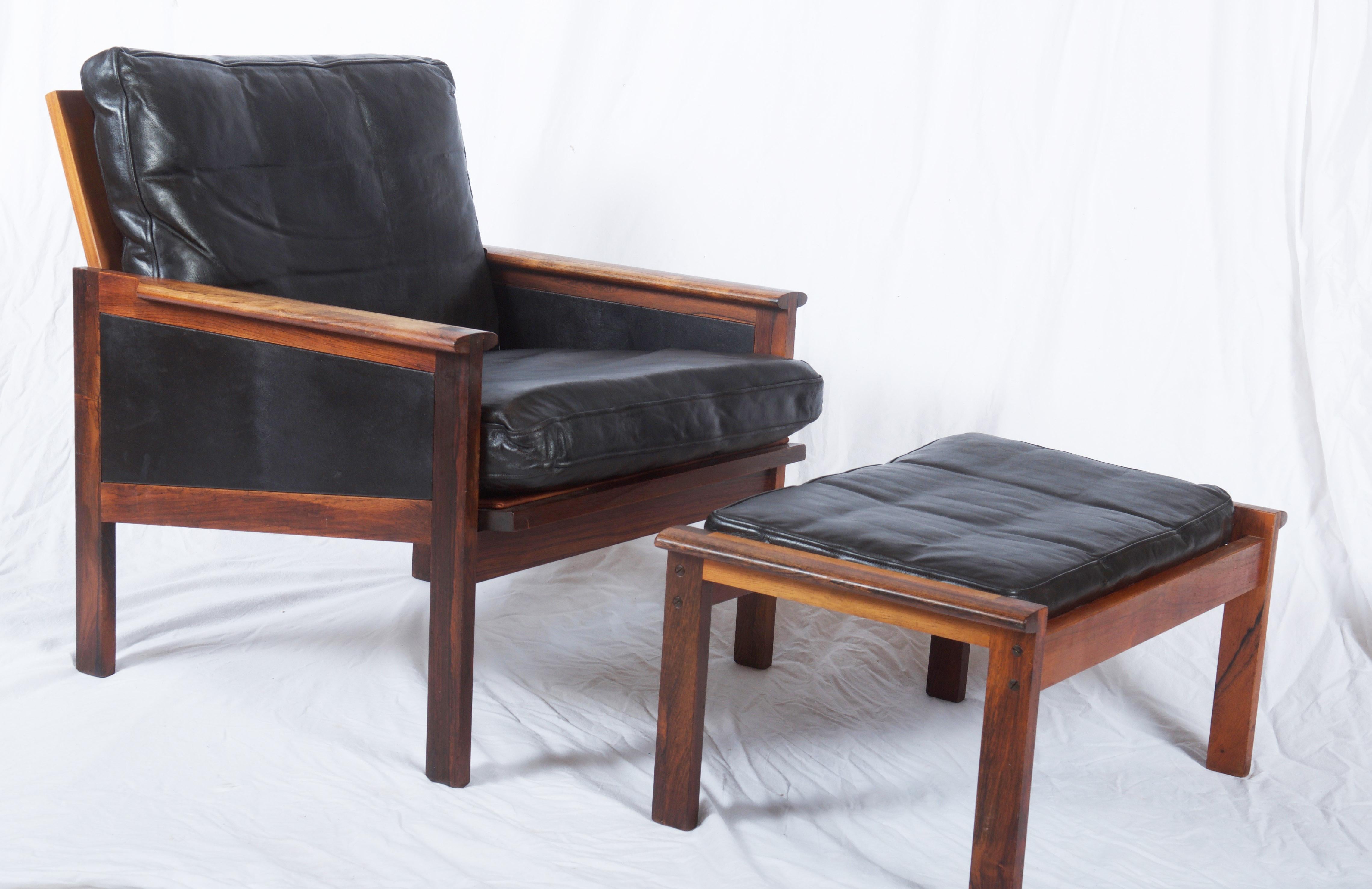 Illum Wikkelsø Easy Chairs with Ottoman Model Capella 6