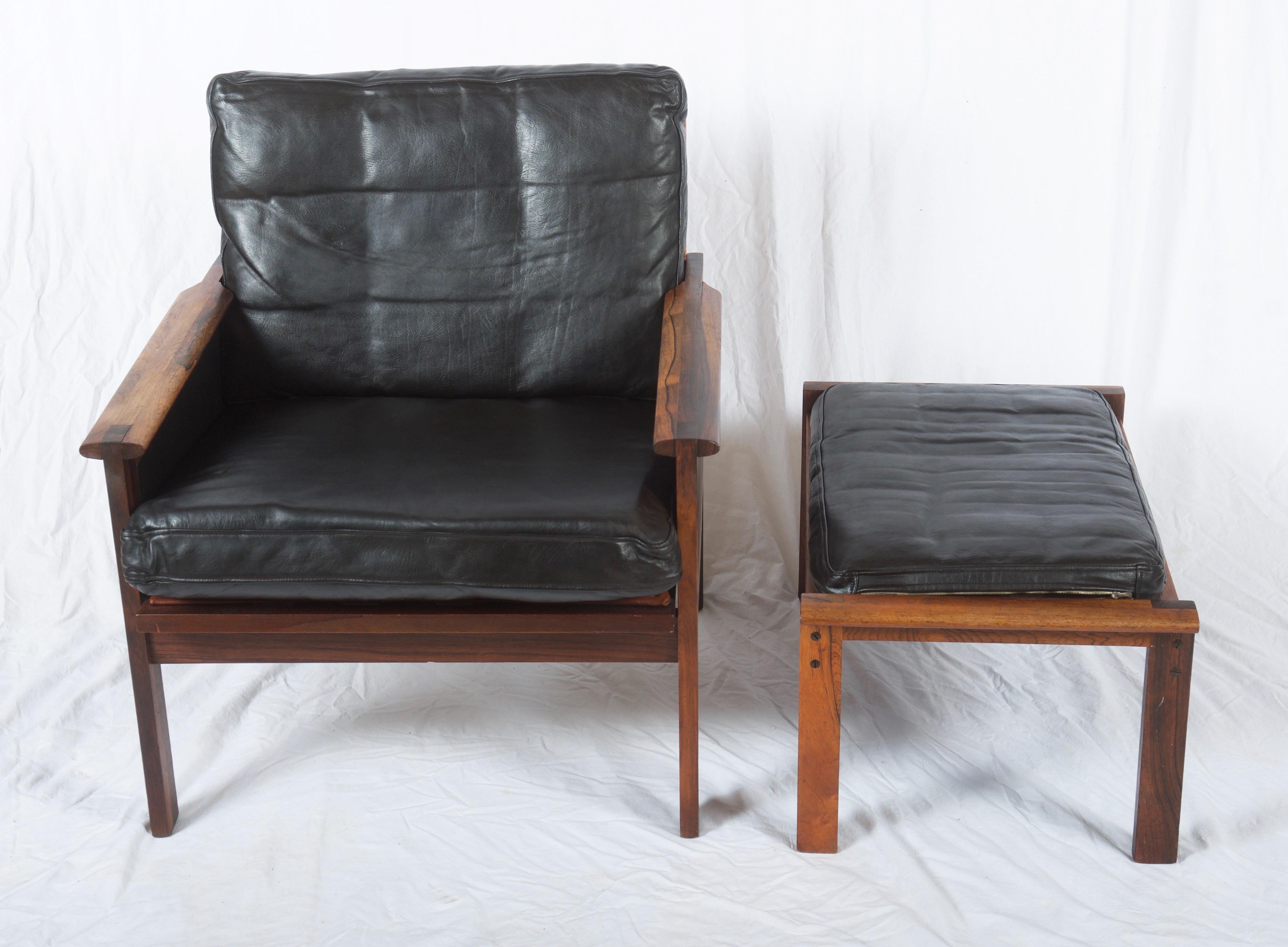 Scandinavian Modern Illum Wikkelsø Easy Chairs with Ottoman Model Capella For Sale