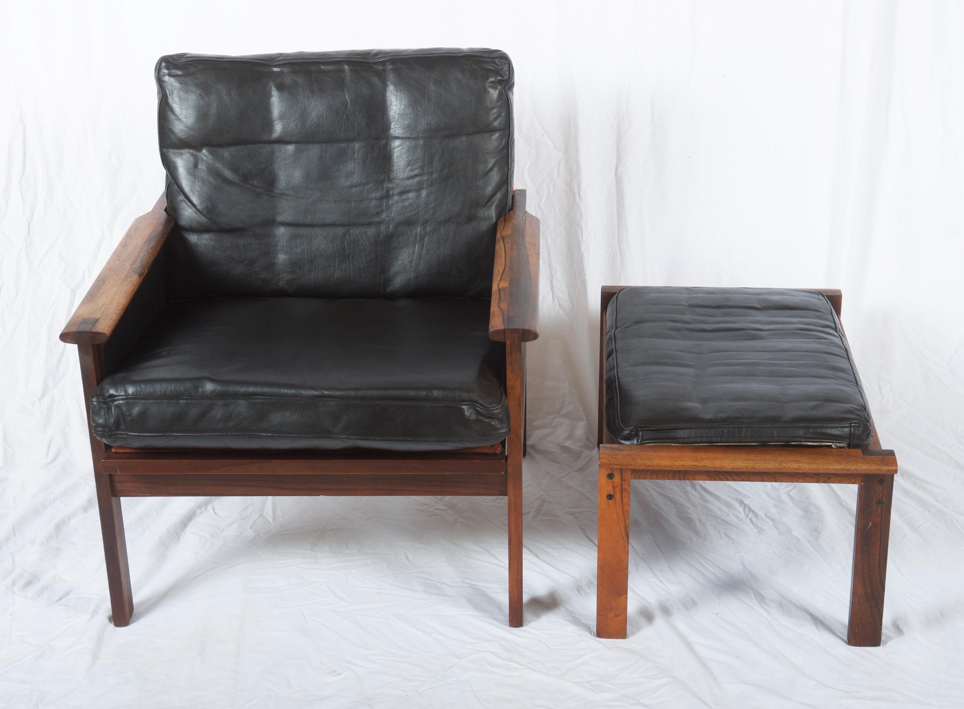 Scandinavian Modern Illum Wikkelsø Easy Chairs with Ottoman Model Capella