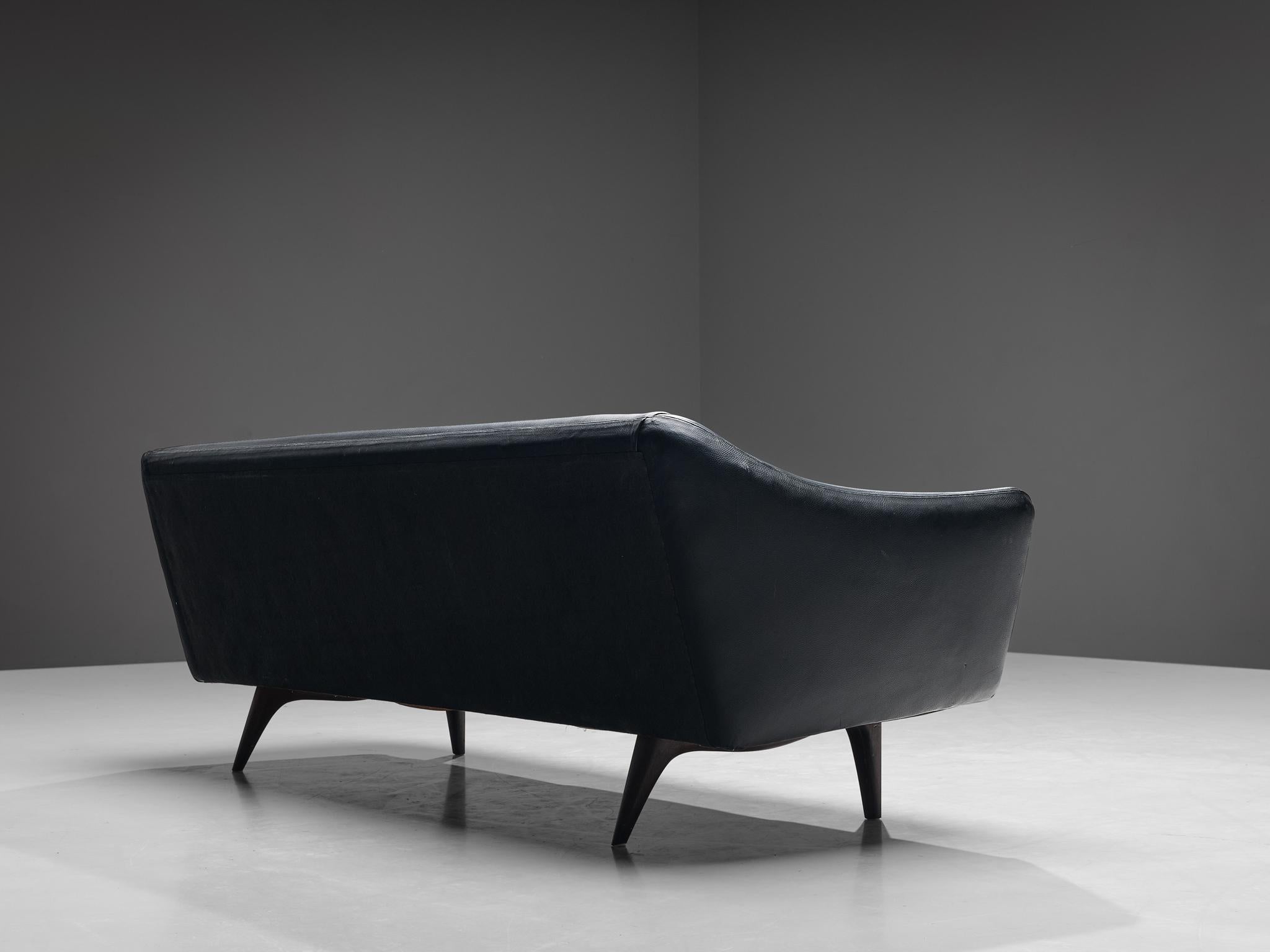 Danish Illum Wikkelsø for A. Mikael Laursen & Søn Sofa in Black Leather