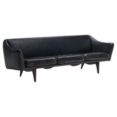 Used Illum Wikkelsø for A. Mikael Laursen & Søn Sofa in Black Leather 