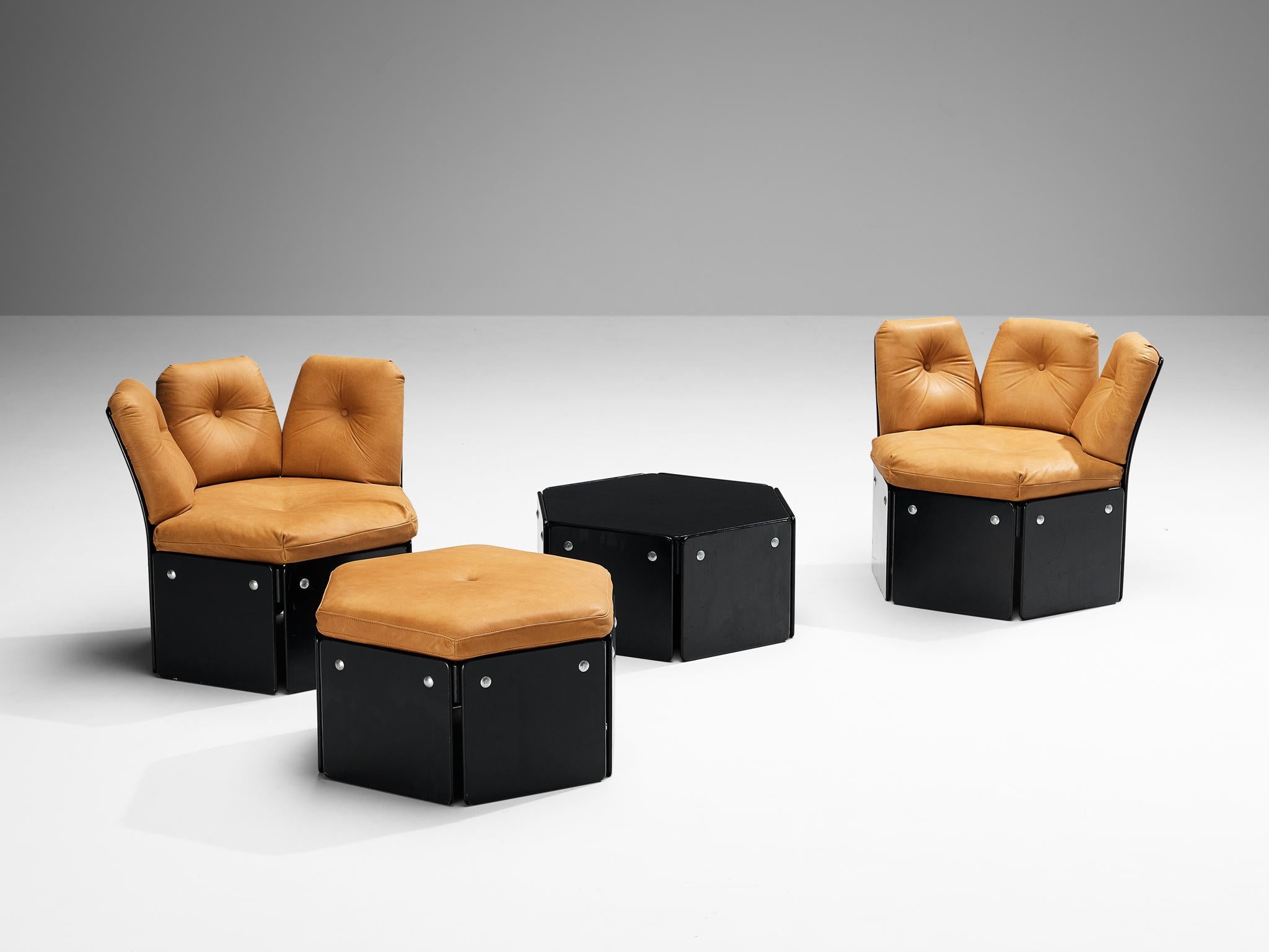 Danish Illum Wikkelsø for CFC Silkeborg Living Room Set in Cognac Leather  For Sale