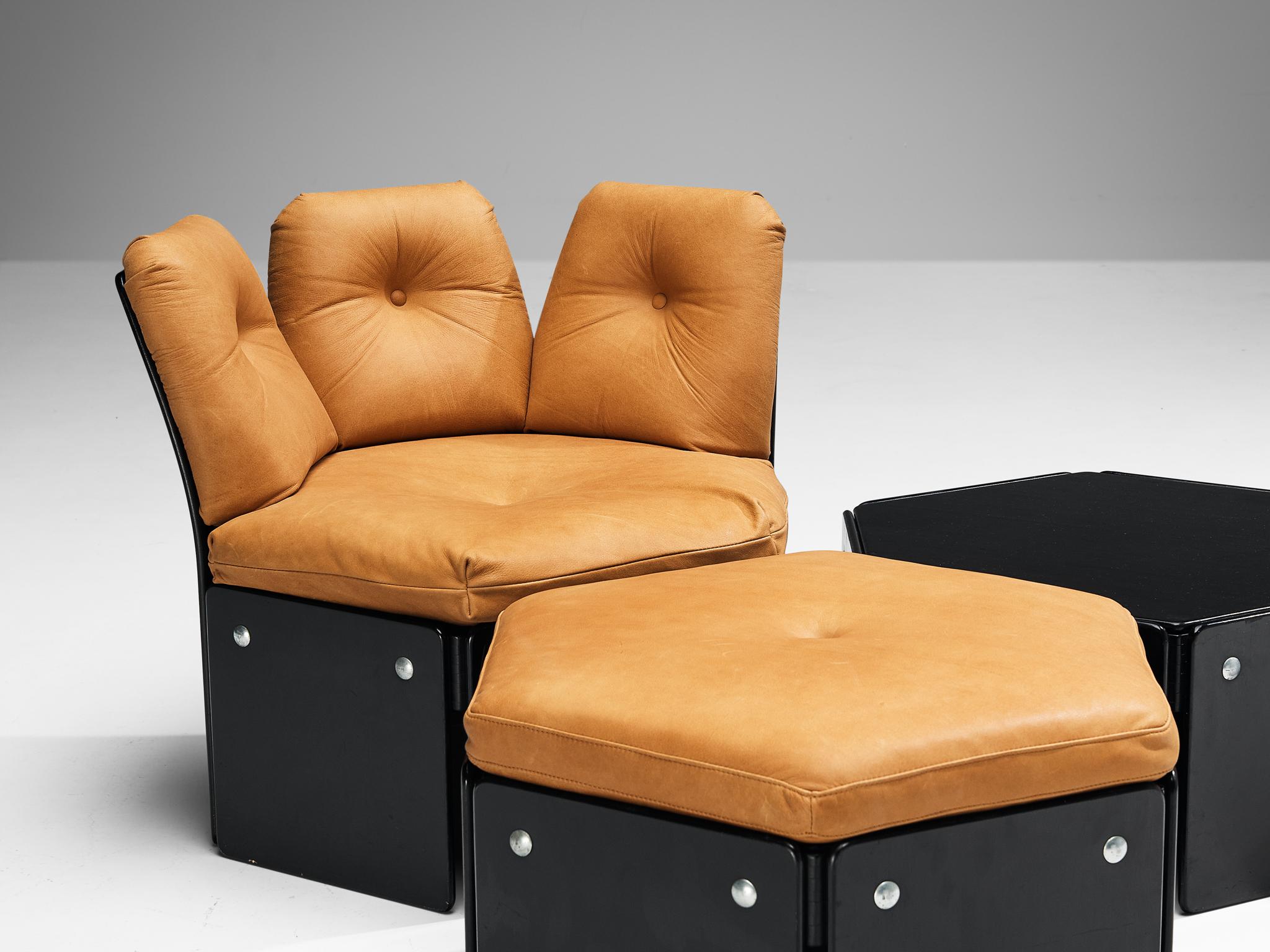 Illum Wikkelsø for CFC Silkeborg Living Room Set in Cognac Leather  In Good Condition For Sale In Waalwijk, NL