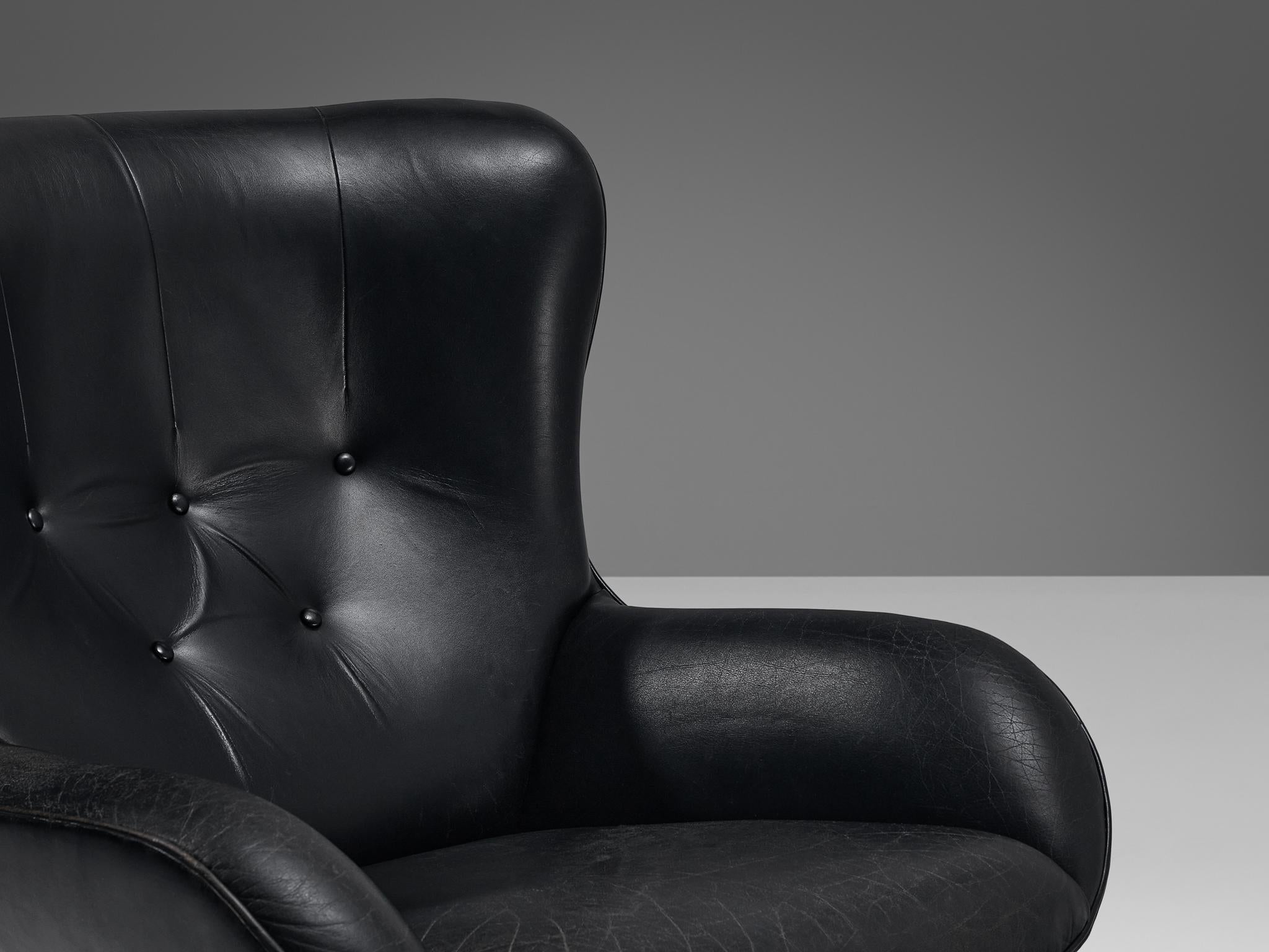 Steel Illum Wikkelsø for Mikael Laursen Swivel 'ML214' Lounge Chair with Ottoman