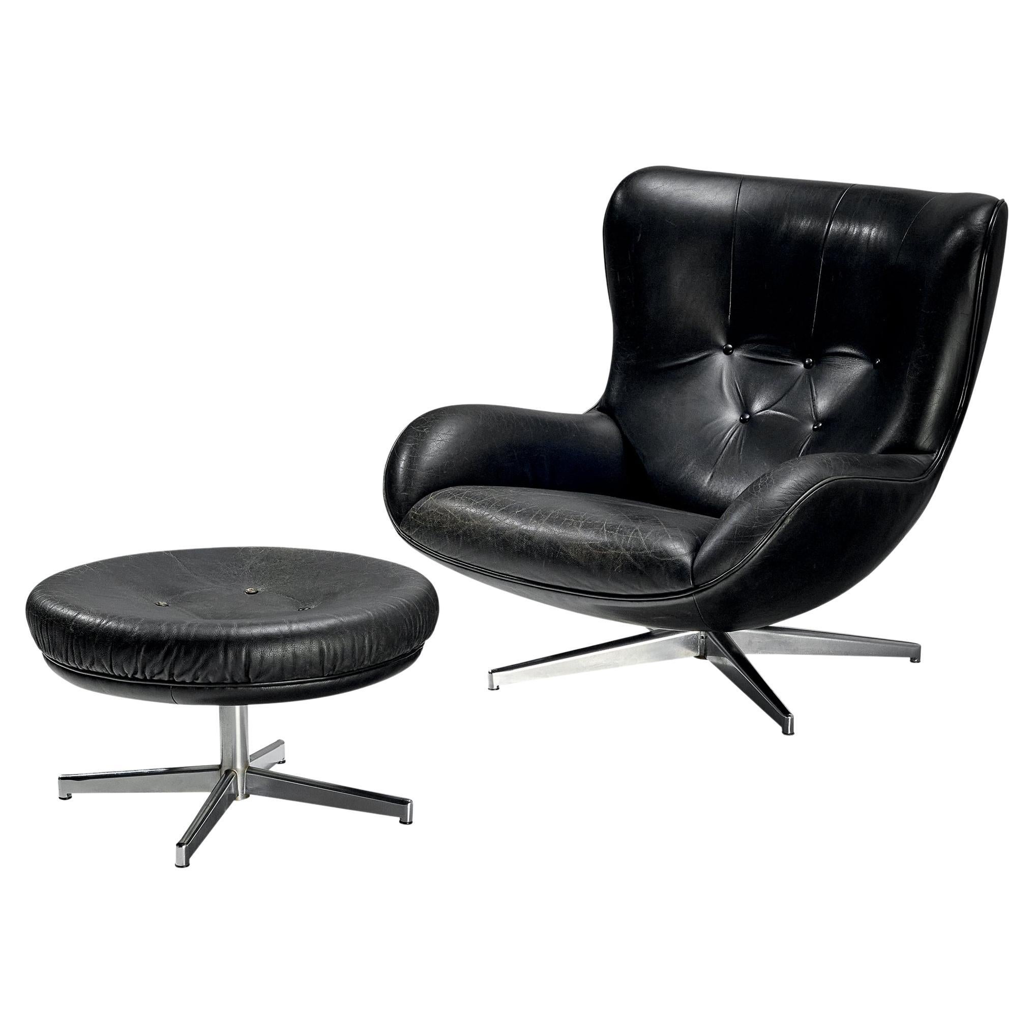 Illum Wikkelsø for Mikael Laursen Swivel 'ML214' Lounge Chair with Ottoman 