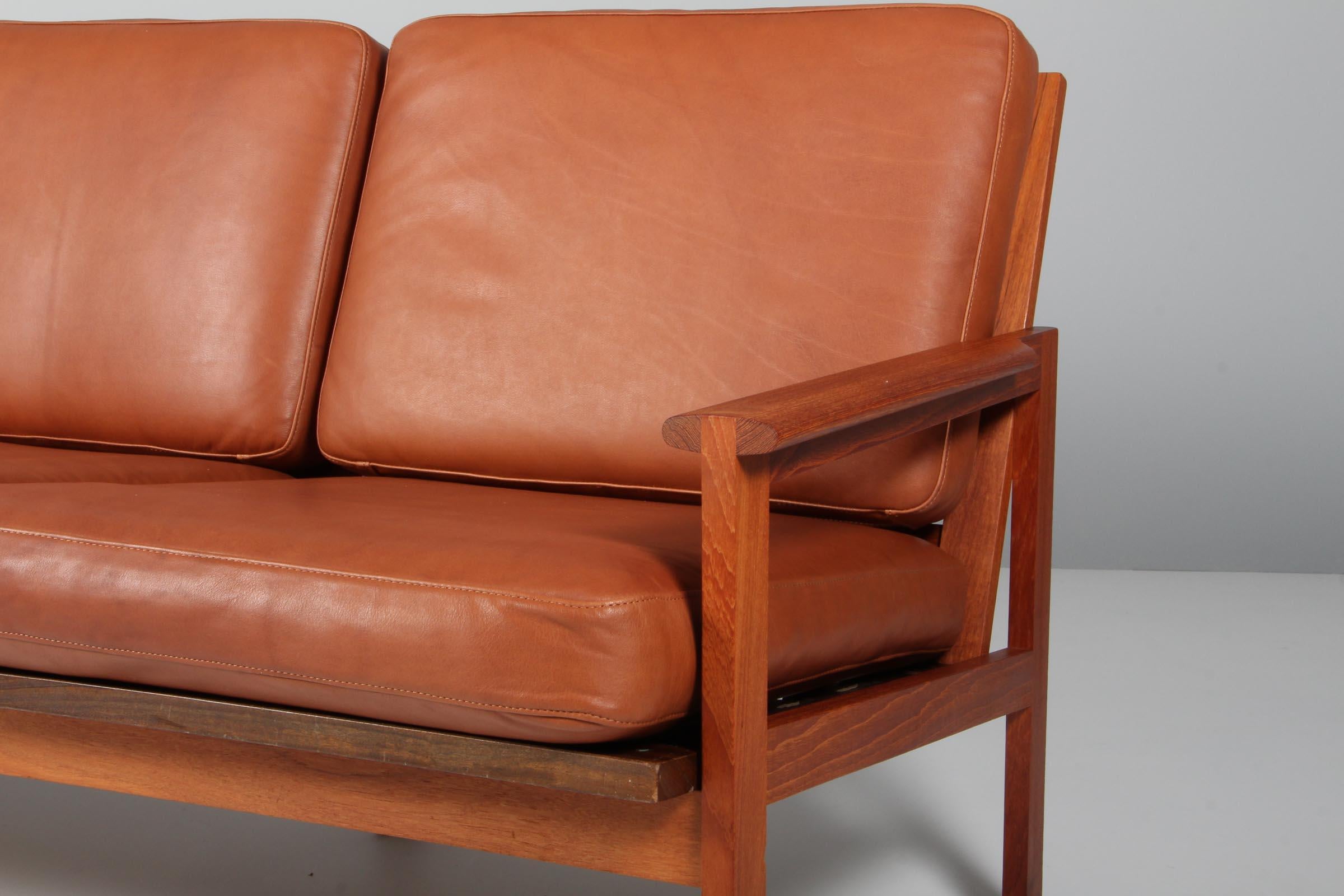 Scandinavian Modern Illum Wikkelsø for N. Eilersen Three Seat Sofa, Model 20, in Solid Teak
