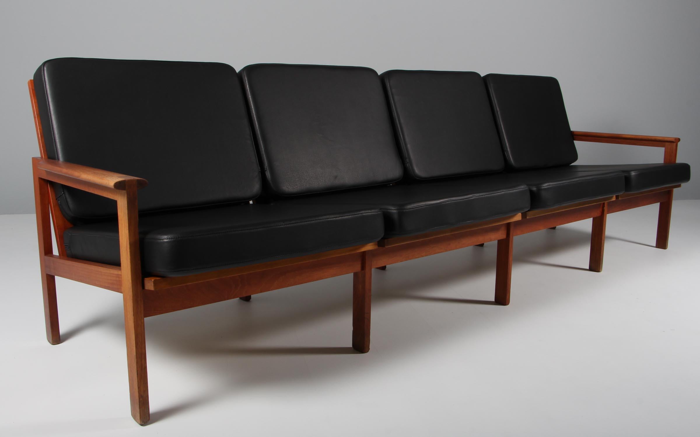 Danish Illum Wikkelsø for N. Eilersen Three Seat Sofa, Model Capella, in Solid Teak