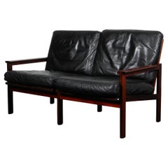 Illum Wikkelsø for N. Eilersen twoSeat Sofa, Model Capella, in rosewood and leat