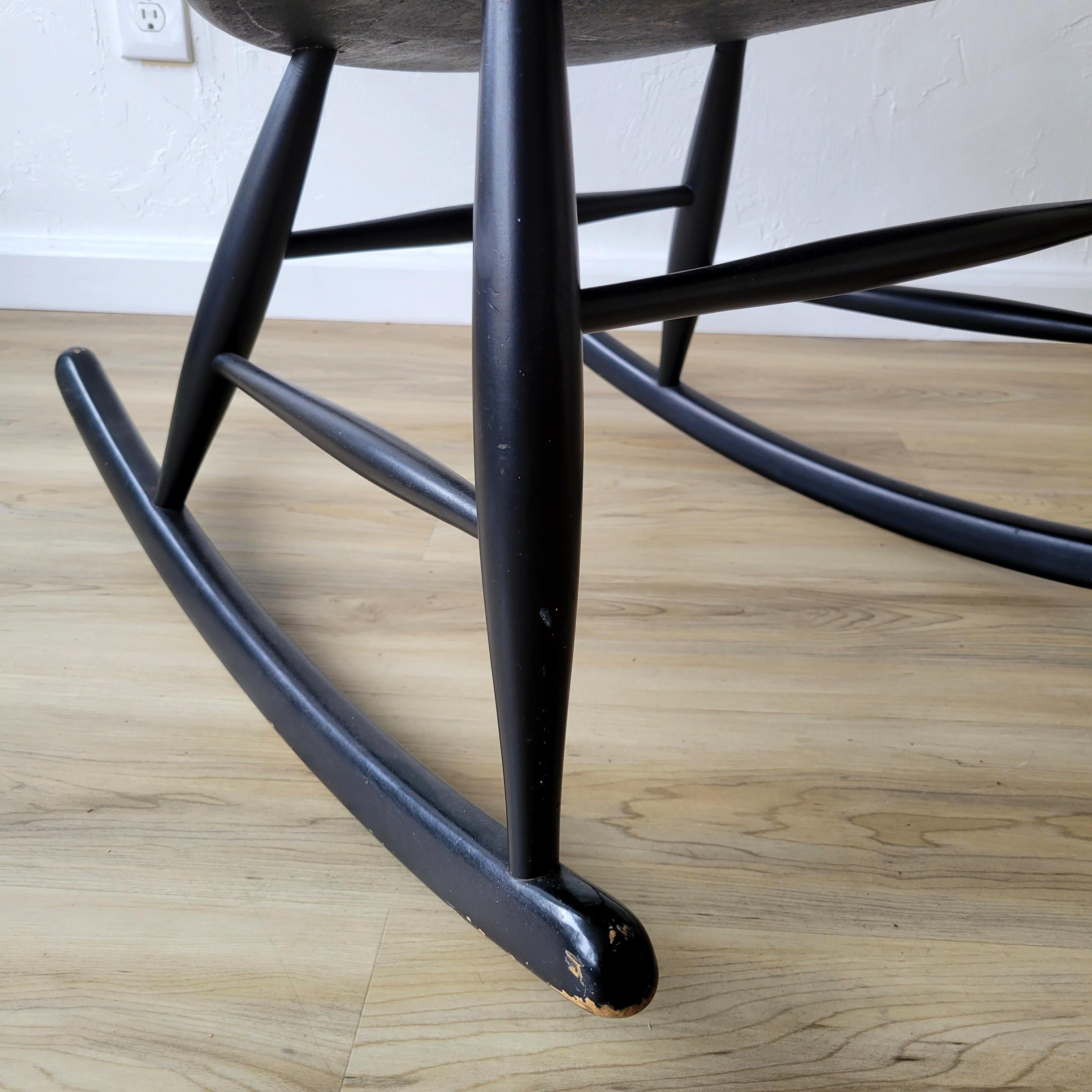 Mid-20th Century Illum Wikkelsø for Niels Eilersen Black Rocking Chair For Sale