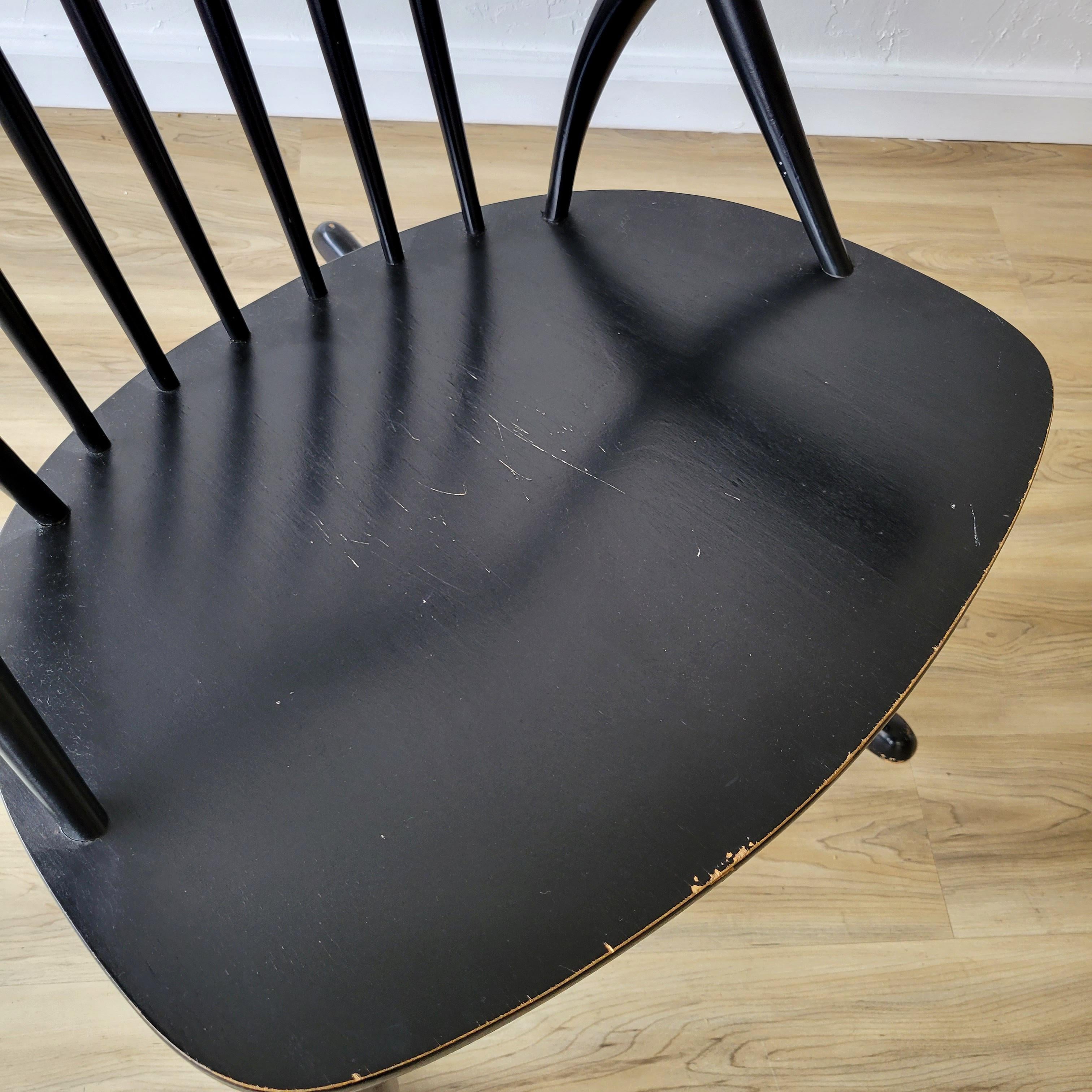 Wood Illum Wikkelsø for Niels Eilersen Black Rocking Chair For Sale