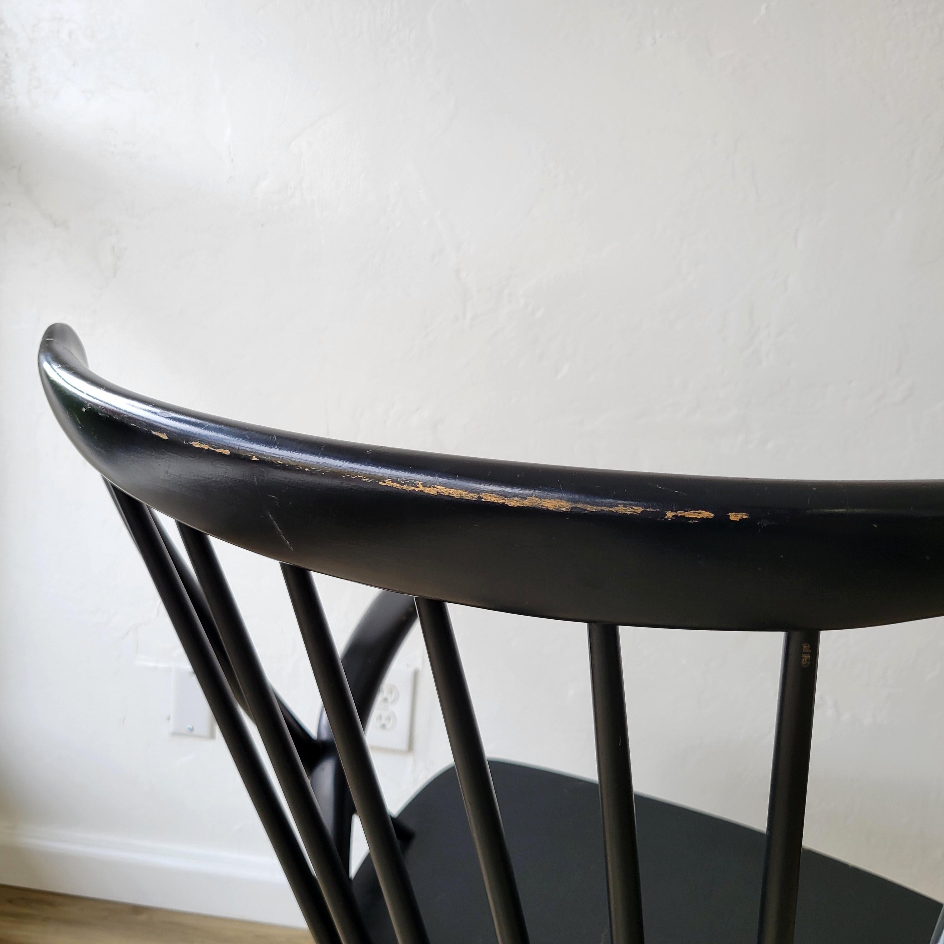 Illum Wikkelsø for Niels Eilersen Black Rocking Chair For Sale 3