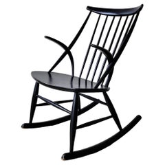 Vintage Illum Wikkelsø for Niels Eilersen Black Rocking Chair
