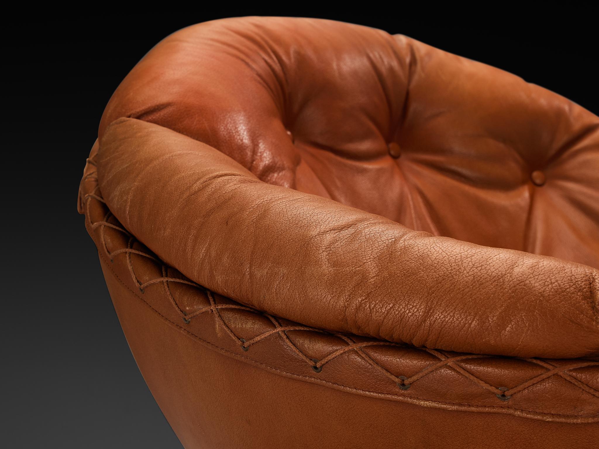 Post-Modern Illum Wikkelsø for Ryesberg Møbler 'Apollo' Lounge Chair in Leather For Sale