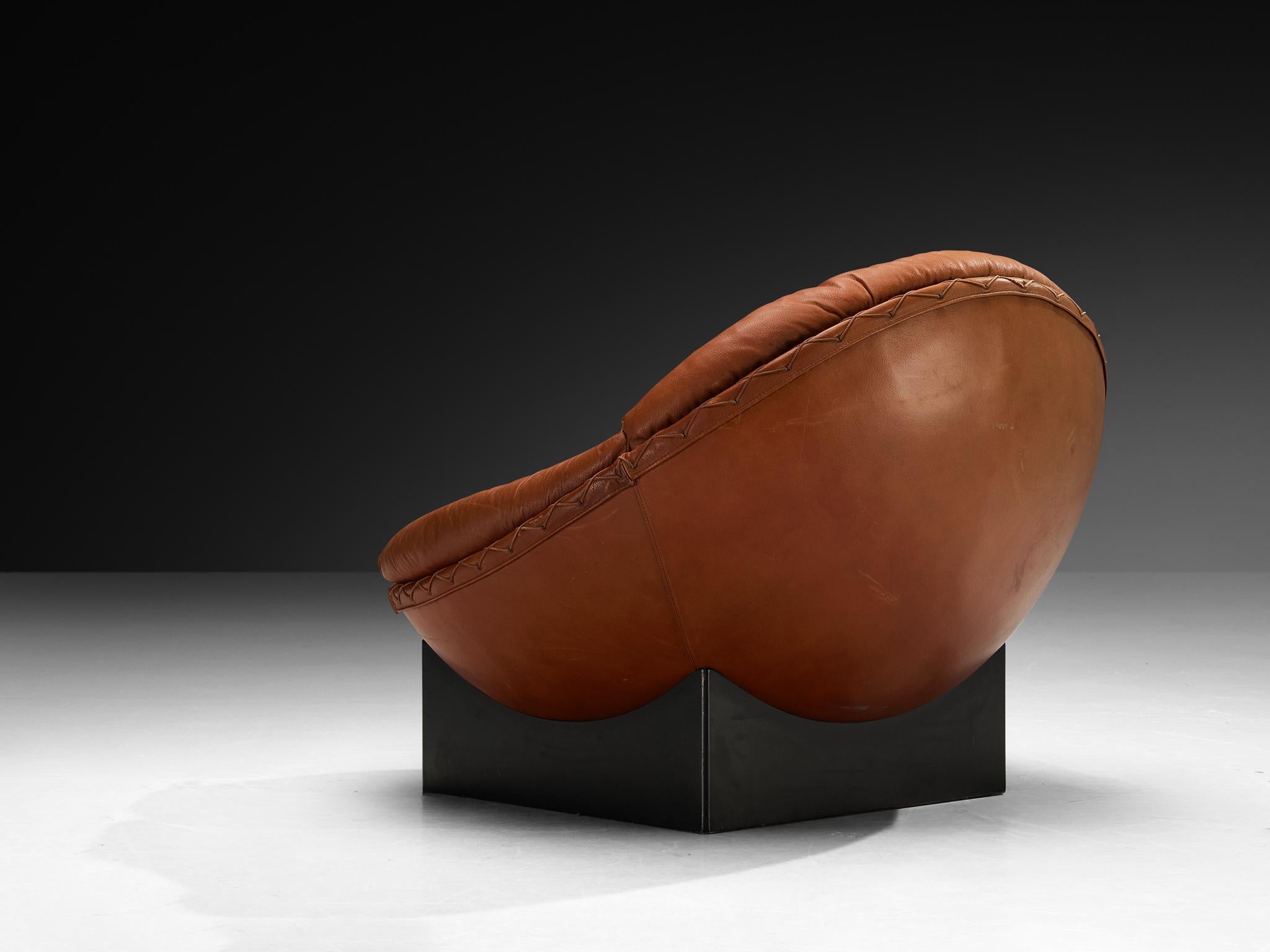 Illum Wikkelsø for Ryesberg Møbler 'Apollo' Lounge Chair in Leather In Good Condition For Sale In Waalwijk, NL
