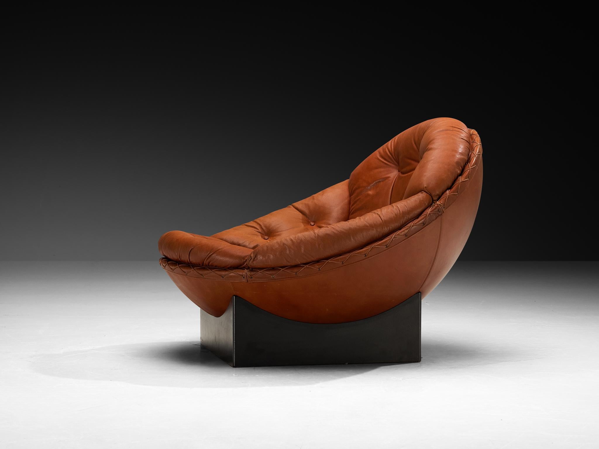 Late 20th Century Illum Wikkelsø for Ryesberg Møbler 'Apollo' Lounge Chair in Leather For Sale