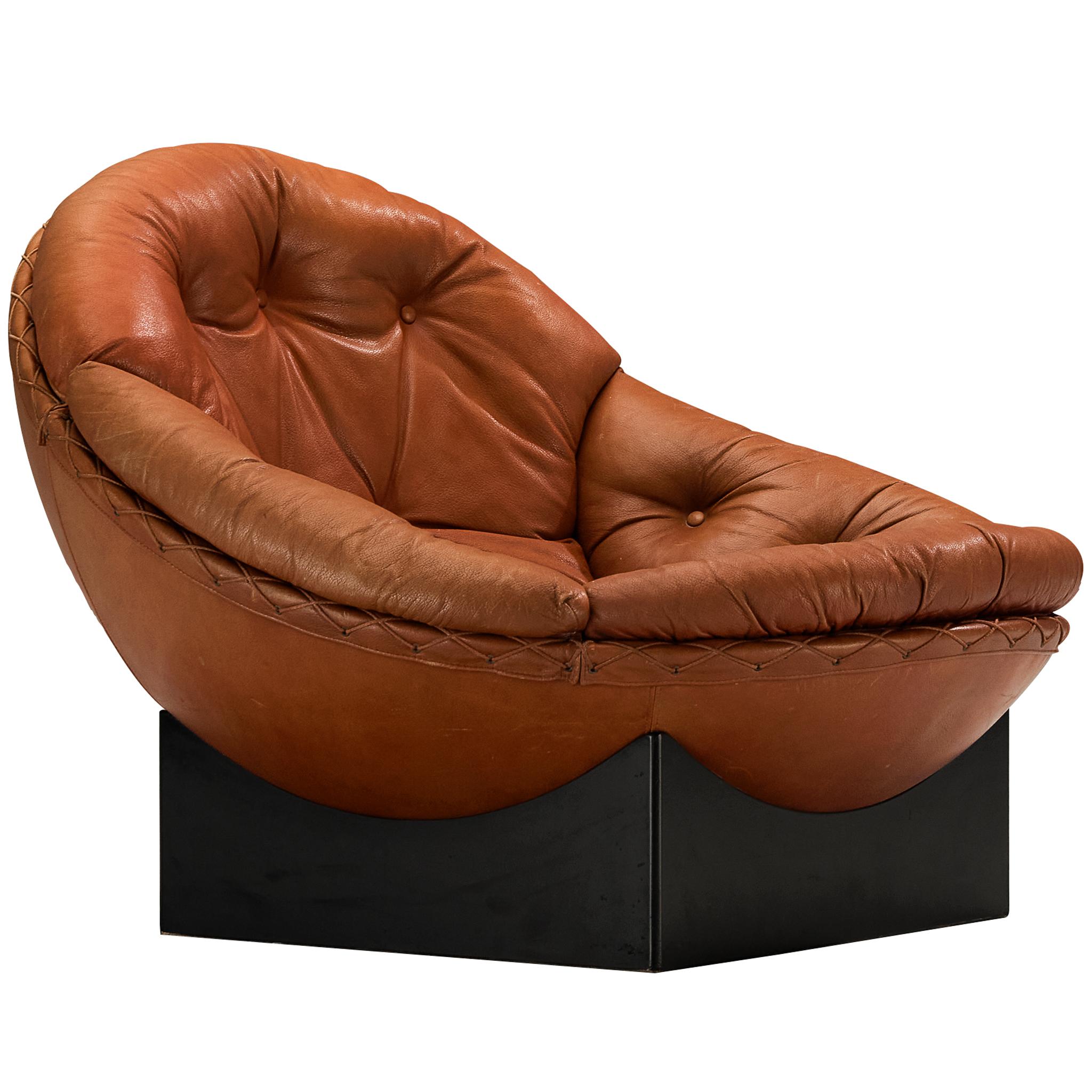 Illum Wikkelsø for Ryesberg Møbler 'Apollo' Lounge Chair in Leather For Sale