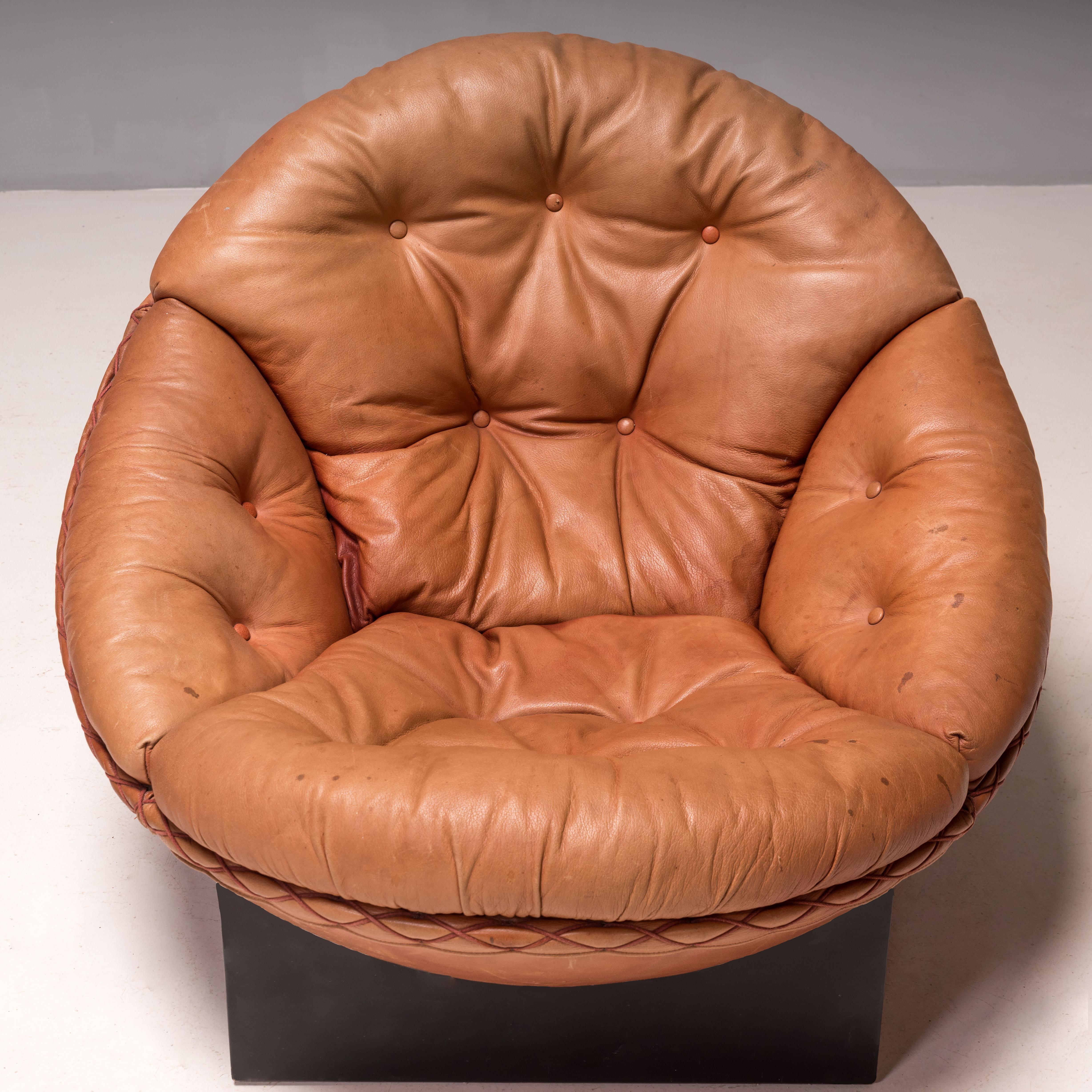 Mid Century Illum Wikkelsø for Ryesberg Møbler Brown Leather Armchairs, Set of 2 1