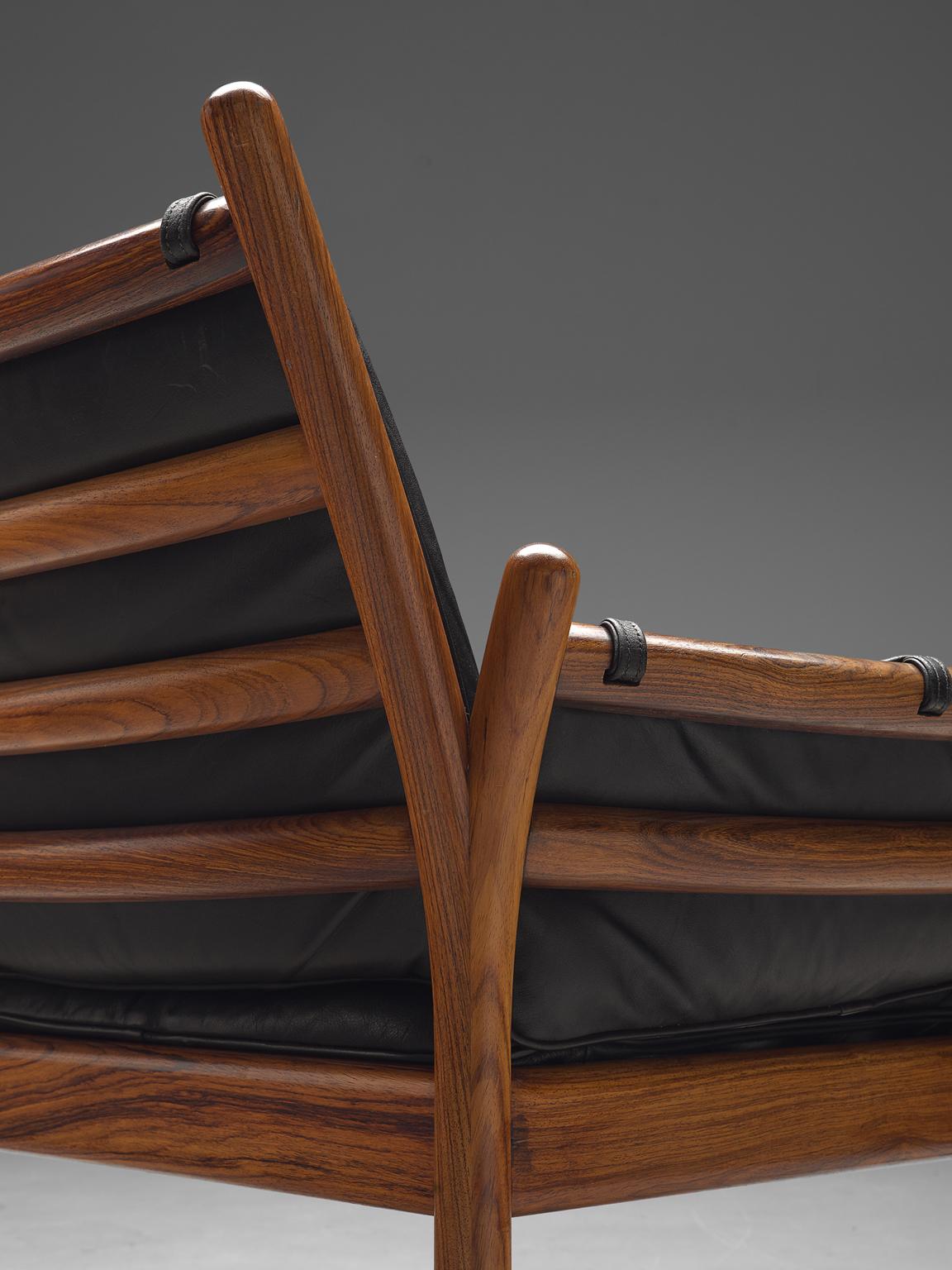 Mid-20th Century Illum Wikkelsø 'Genius' Chair in Rosewood and Black Leather
