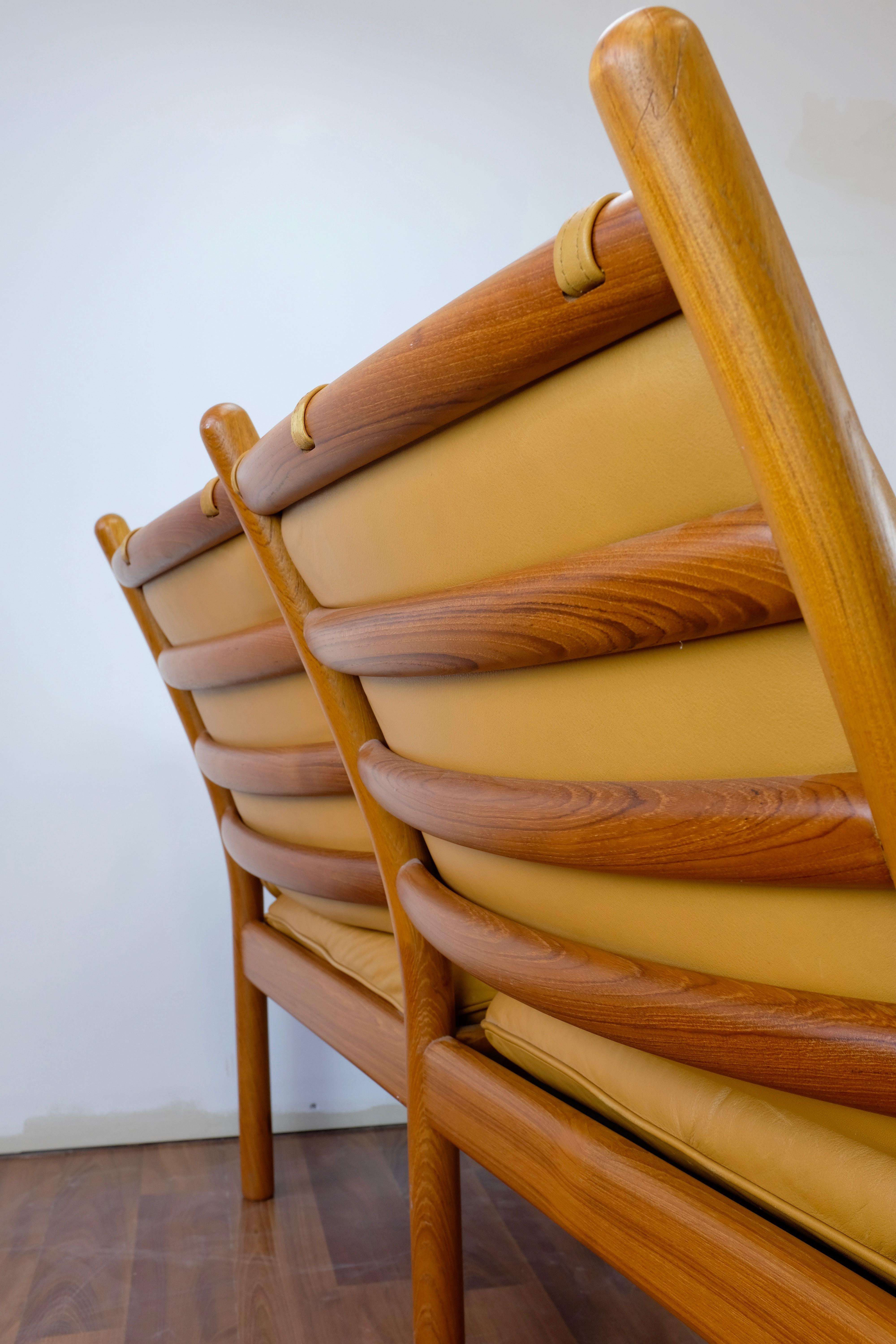 Illum Wikkelsø 'Genius' Loveseat in Leather and Teak 2