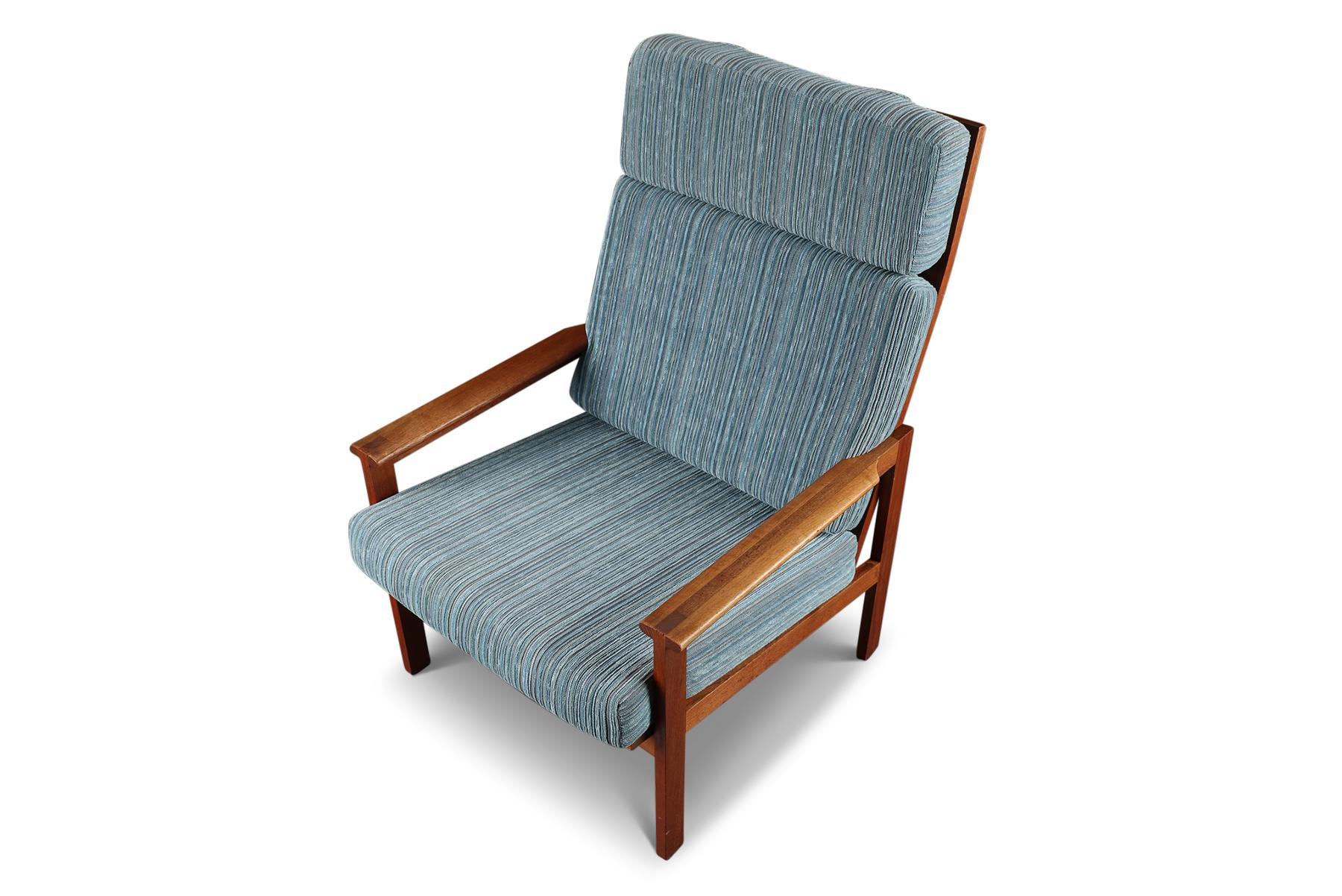 Danish Illum Wikkelsø Highback Capella Lounge Chair in Teak