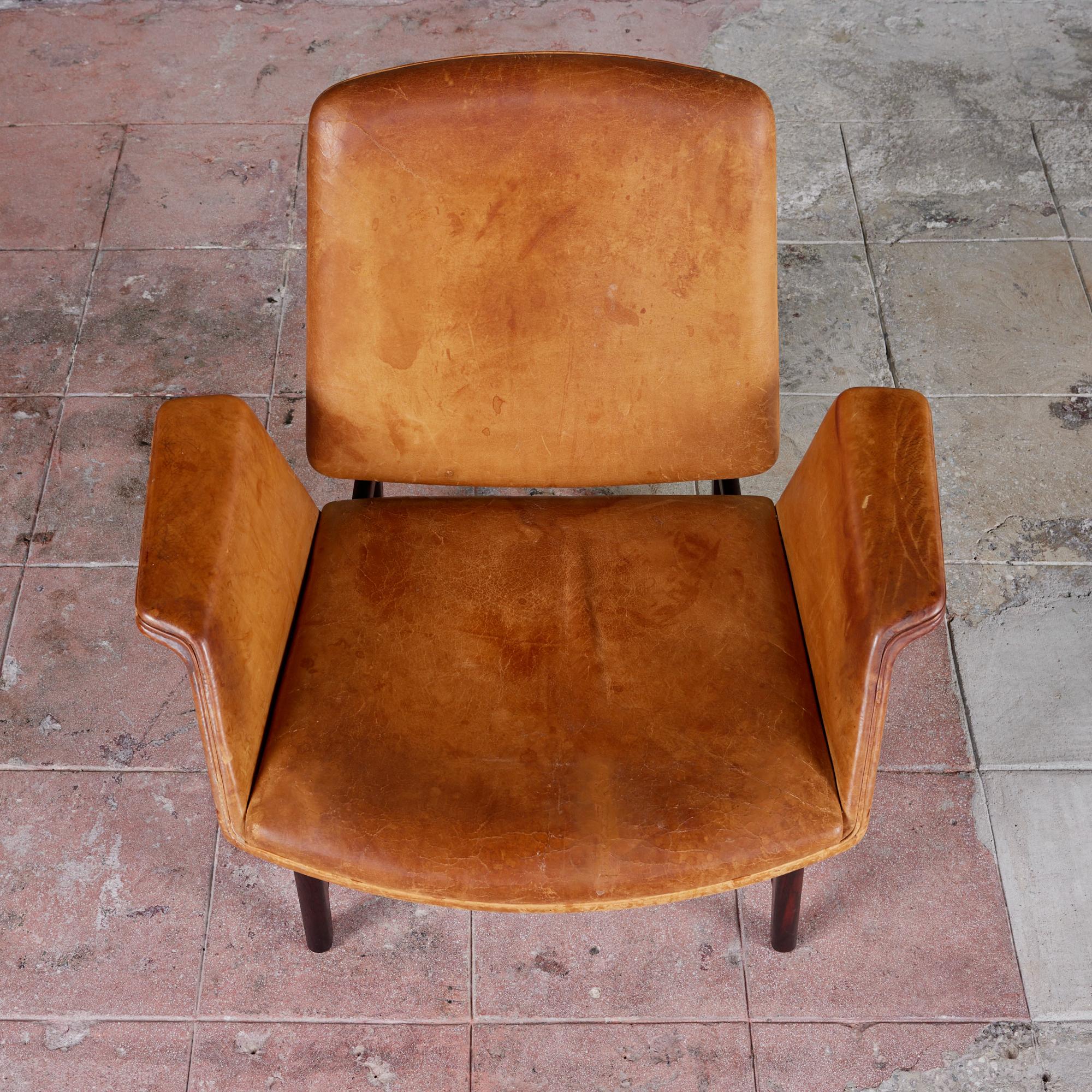 Illum Wikkelsø Leather Lounge Chair for Aarhus For Sale 3